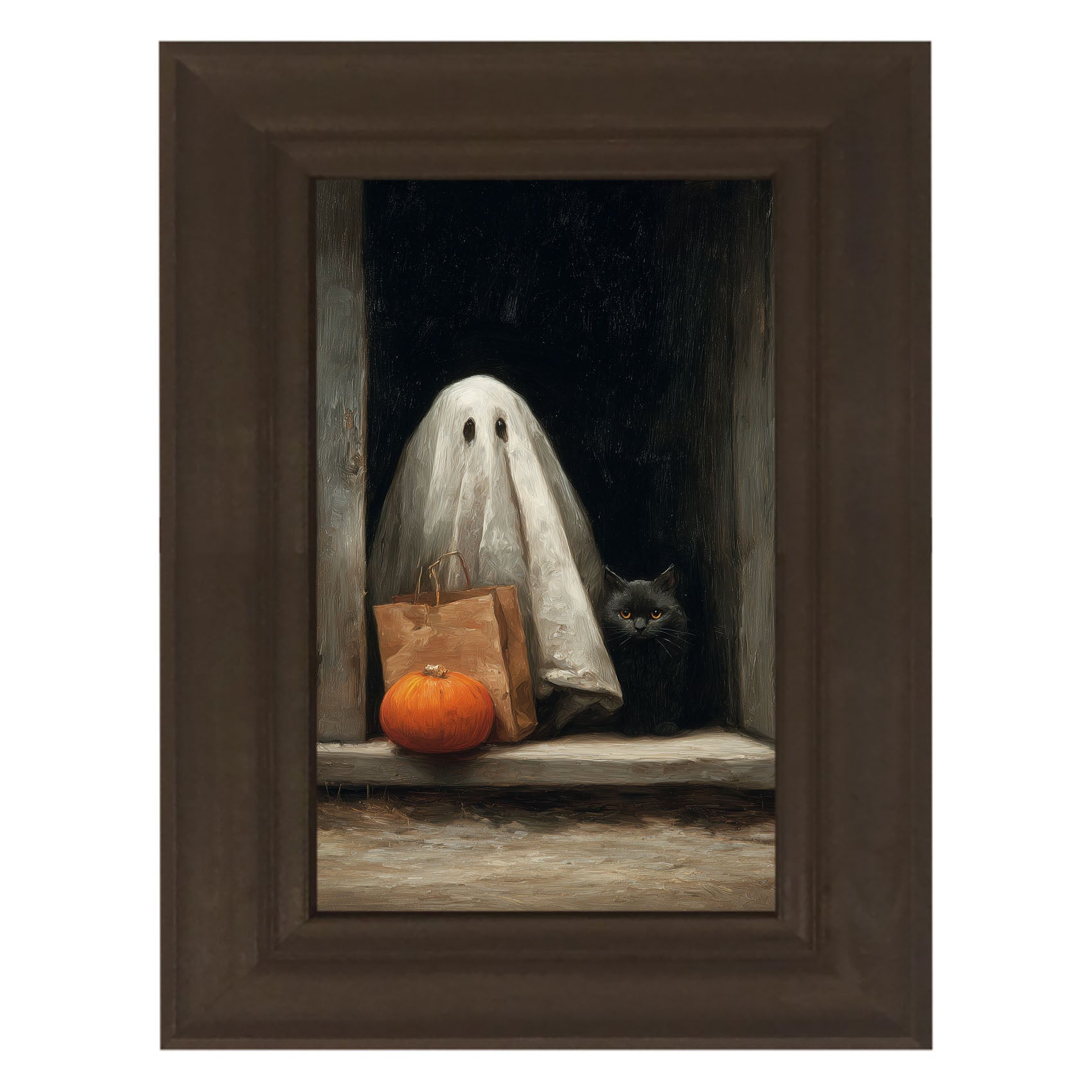 Ghost with Black Cat Trick or Treating