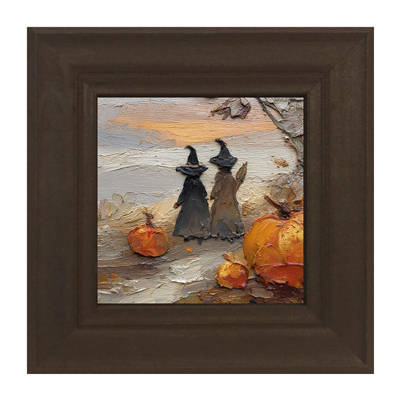Two Witches with Pumpkins