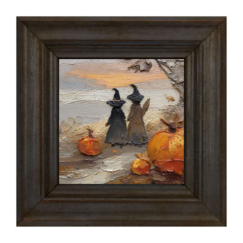 Two Witches with Pumpkins
