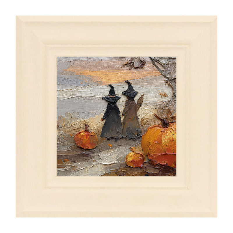 Two Witches with Pumpkins