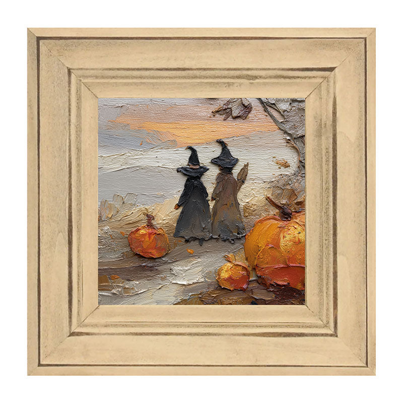 Two Witches with Pumpkins