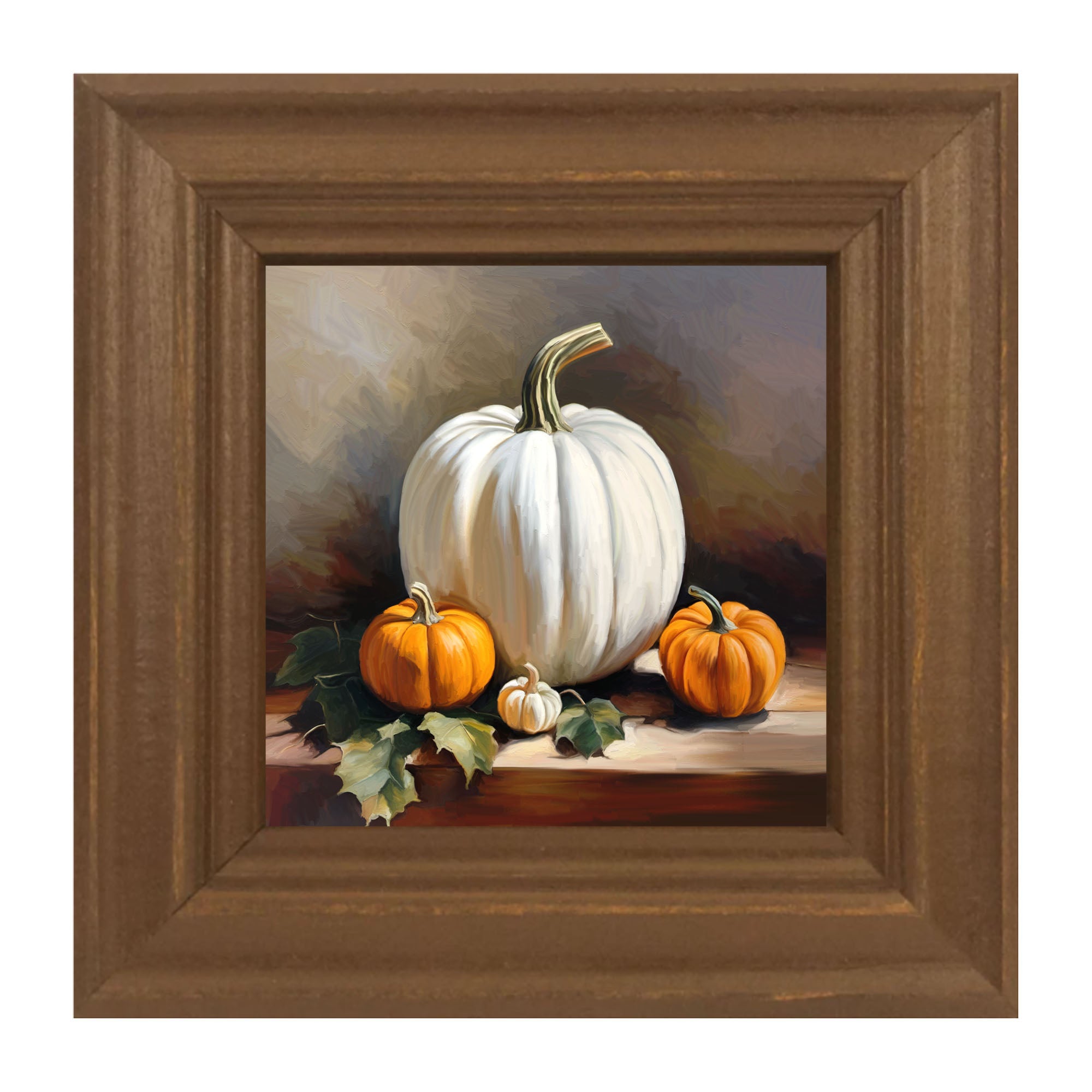 white pumpkin with orange pumpkins