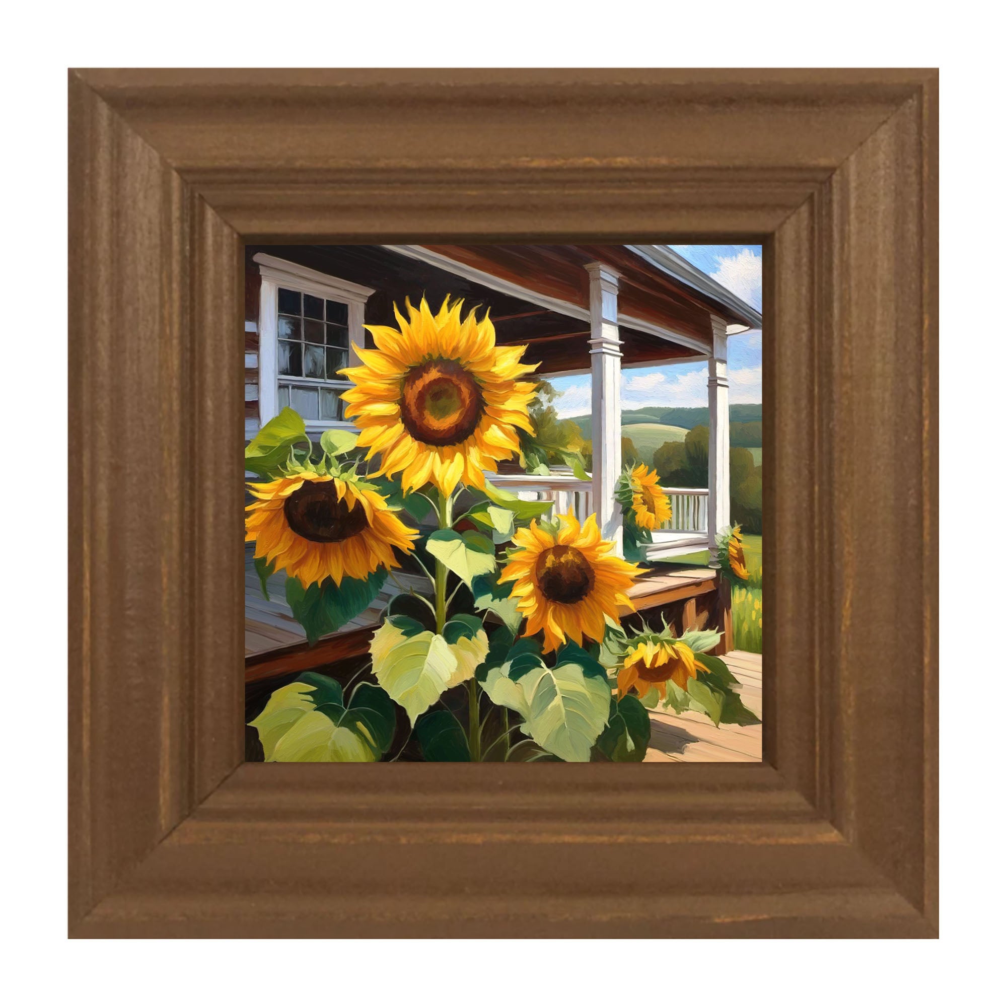 Sunflowers on a porch