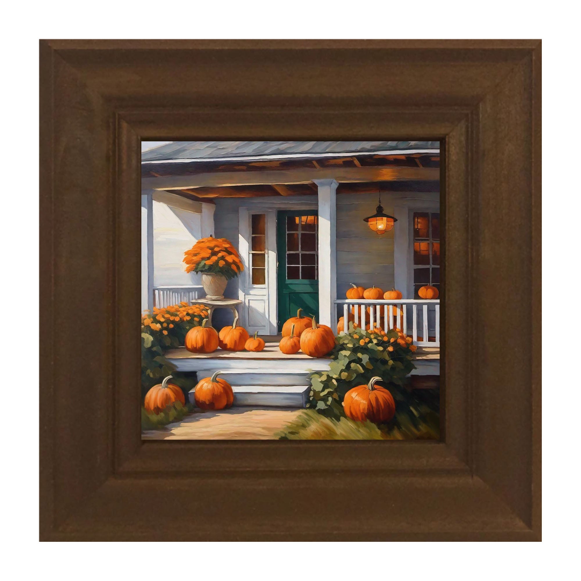 porch filled with pumpkins