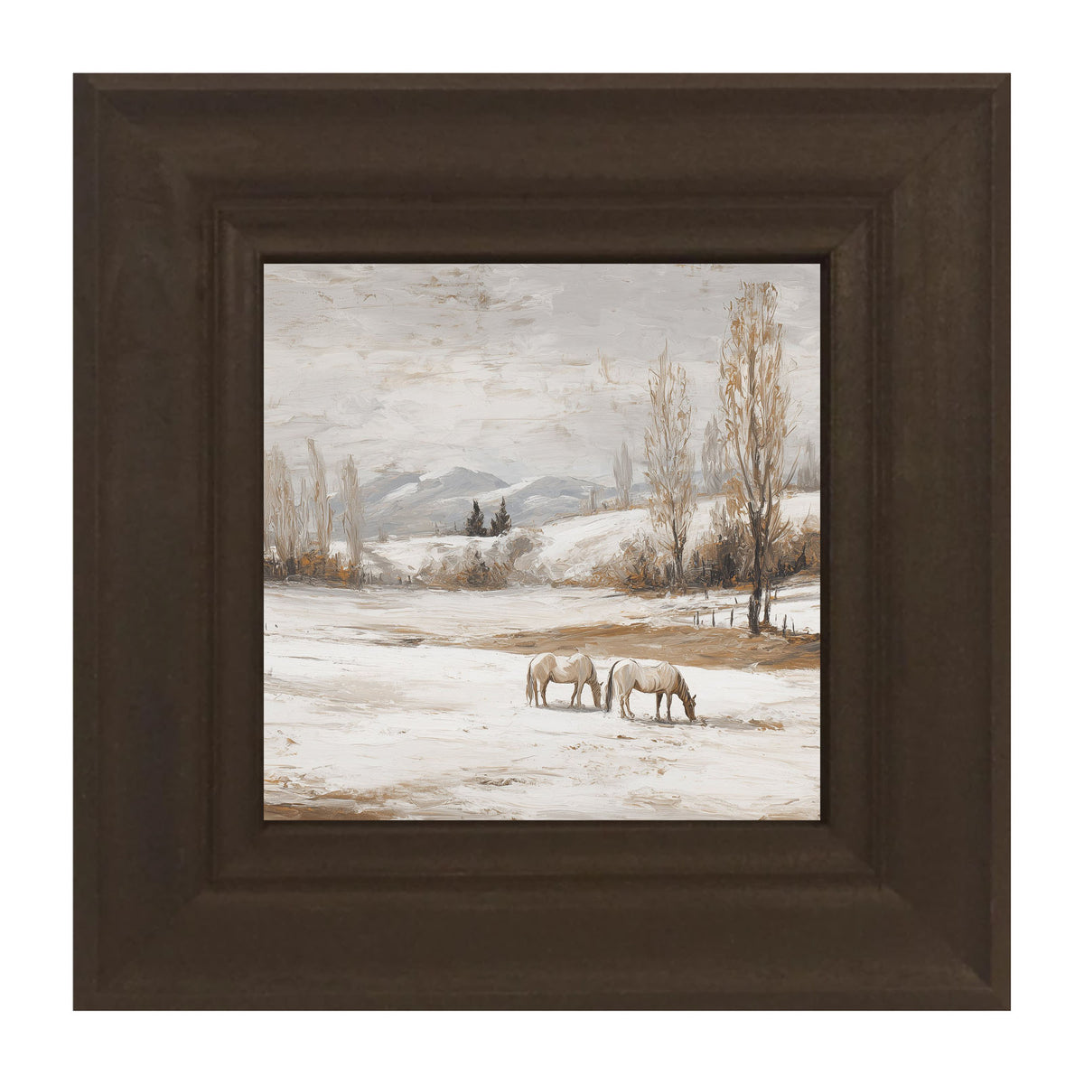 Horses in a Snowy Field