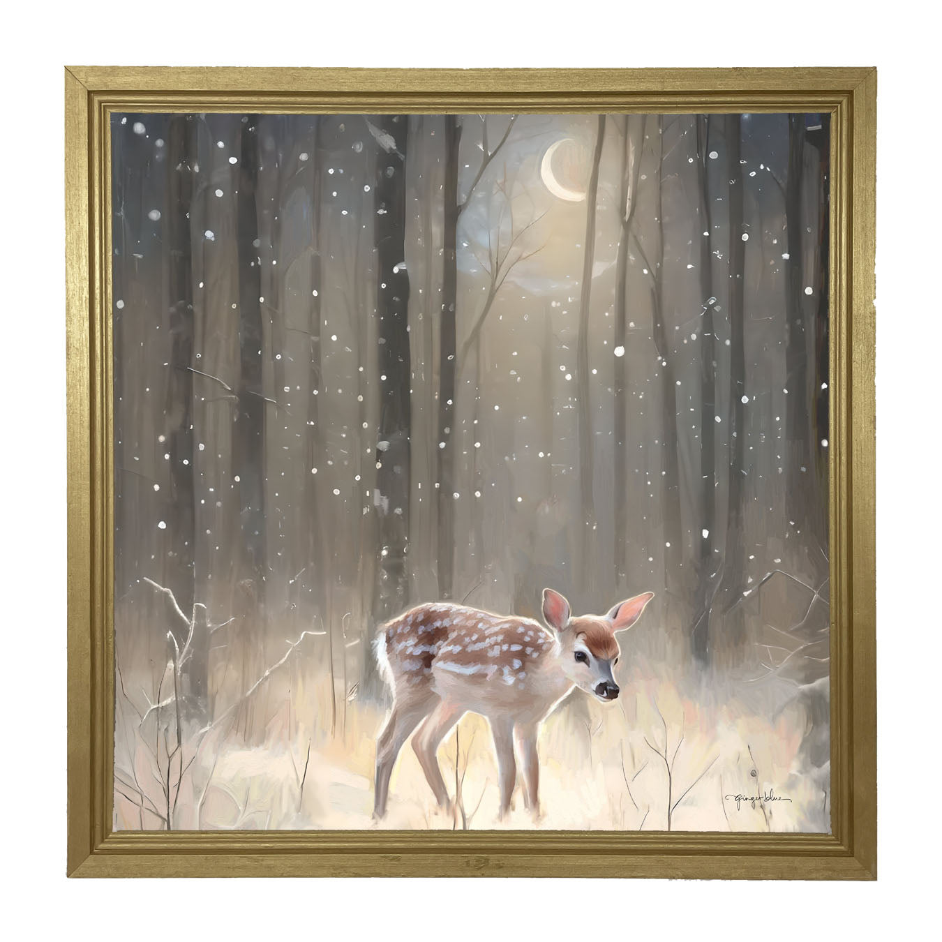 Snowy Deer - Framed art