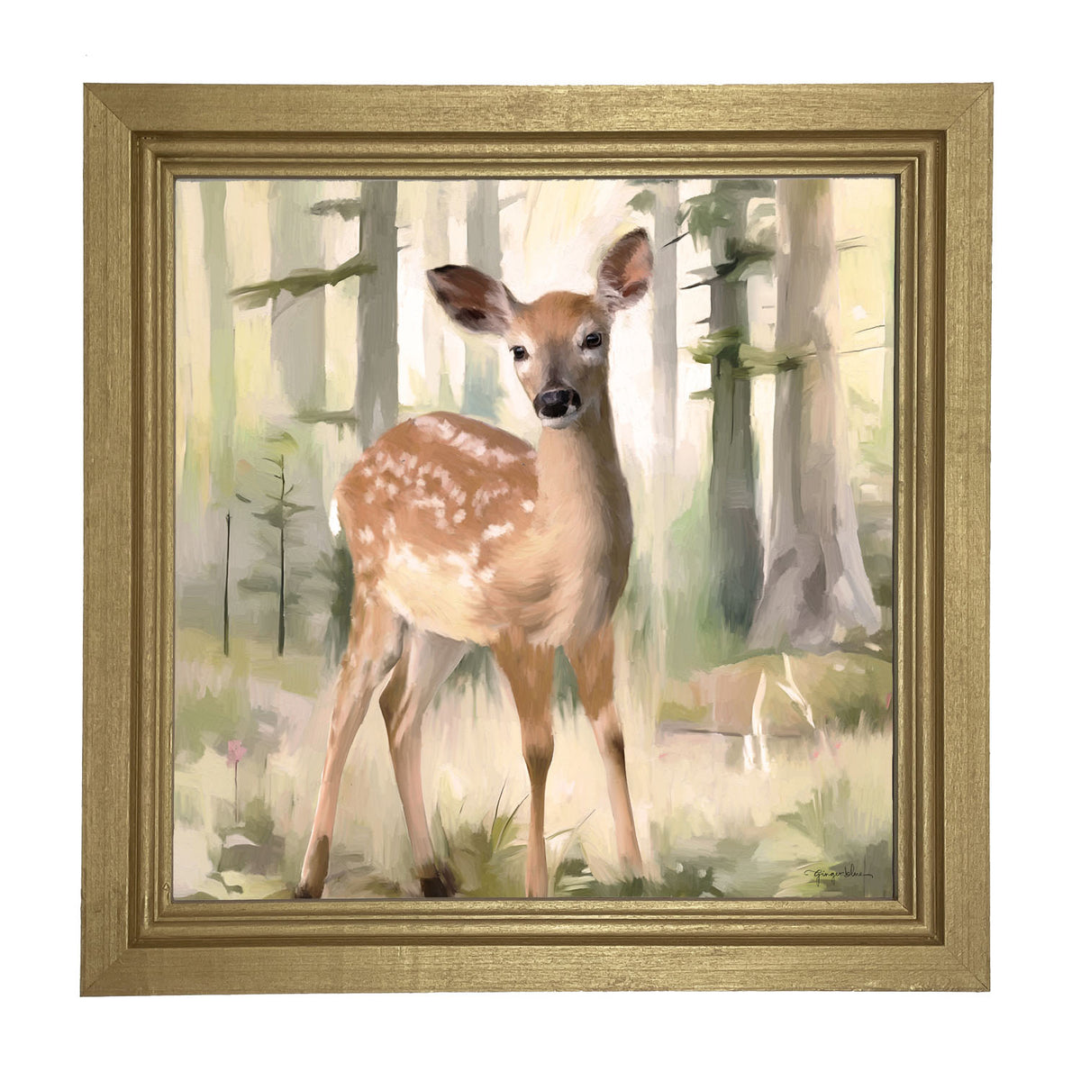 Deer in a Forest - Framed art