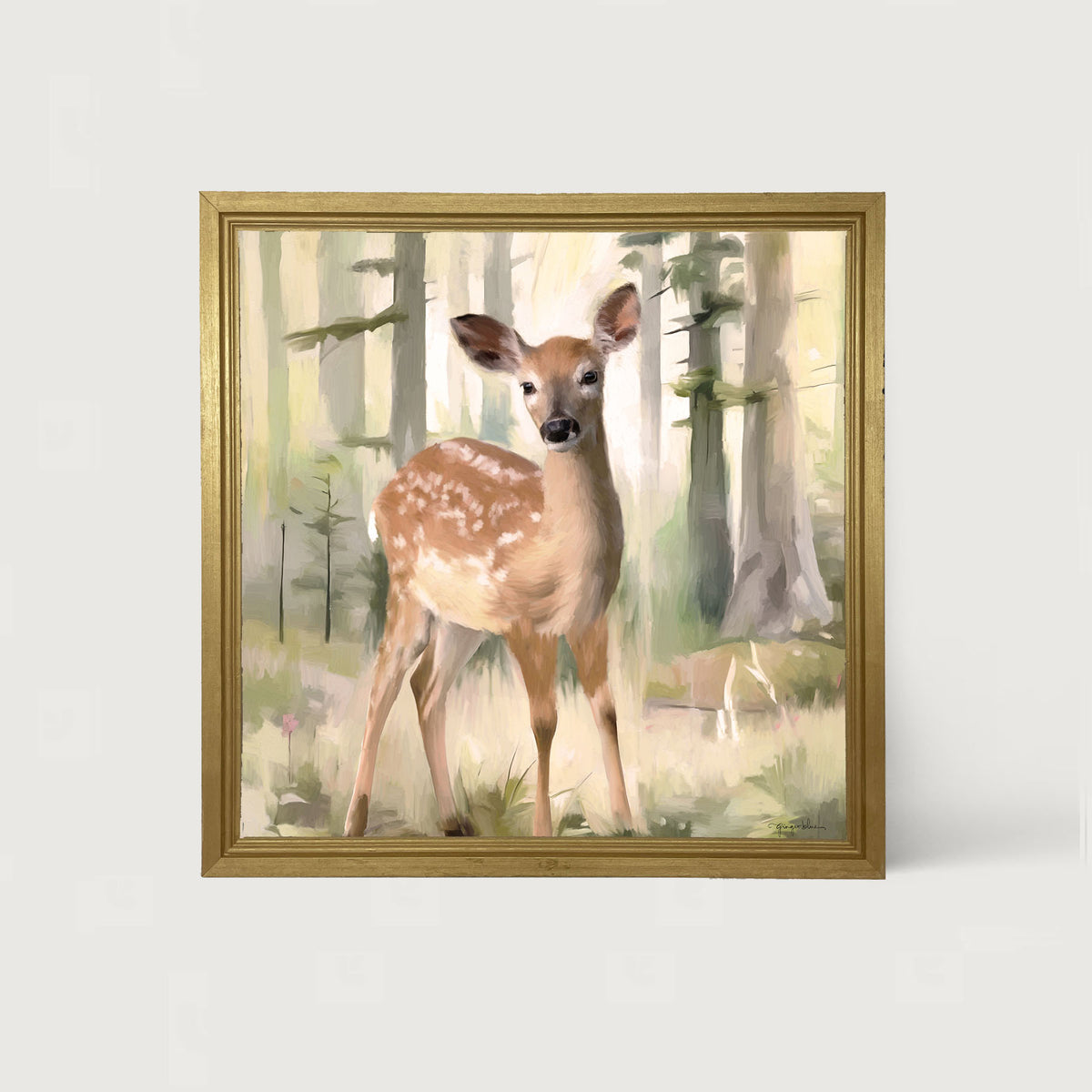 Deer in a Forest - Framed art