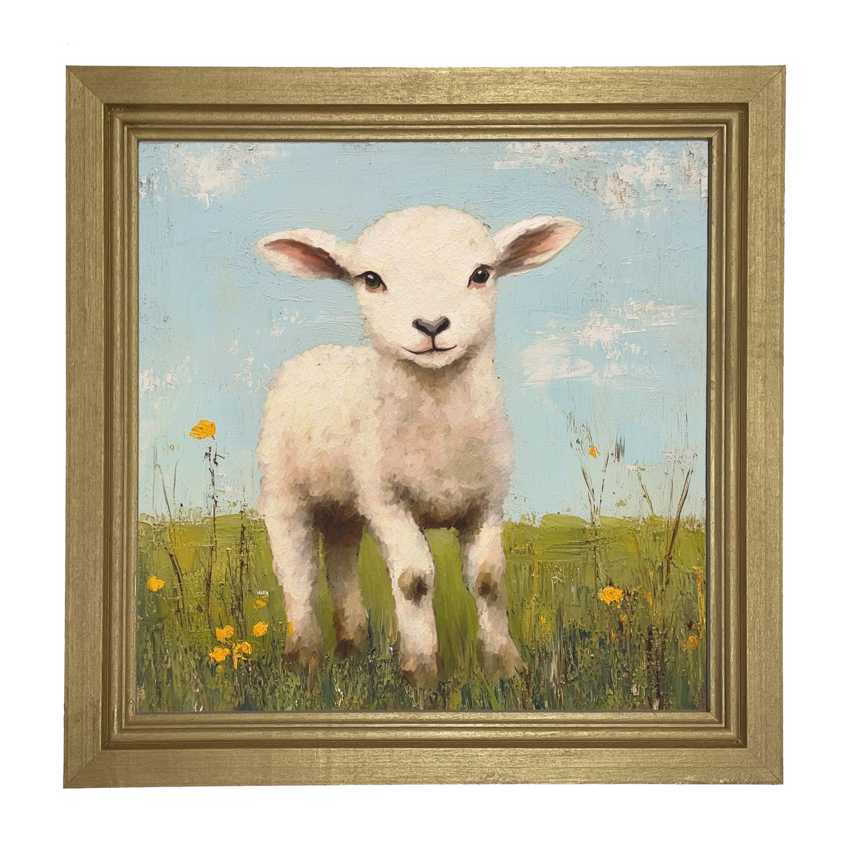 Lamb in a Meadow - Framed art