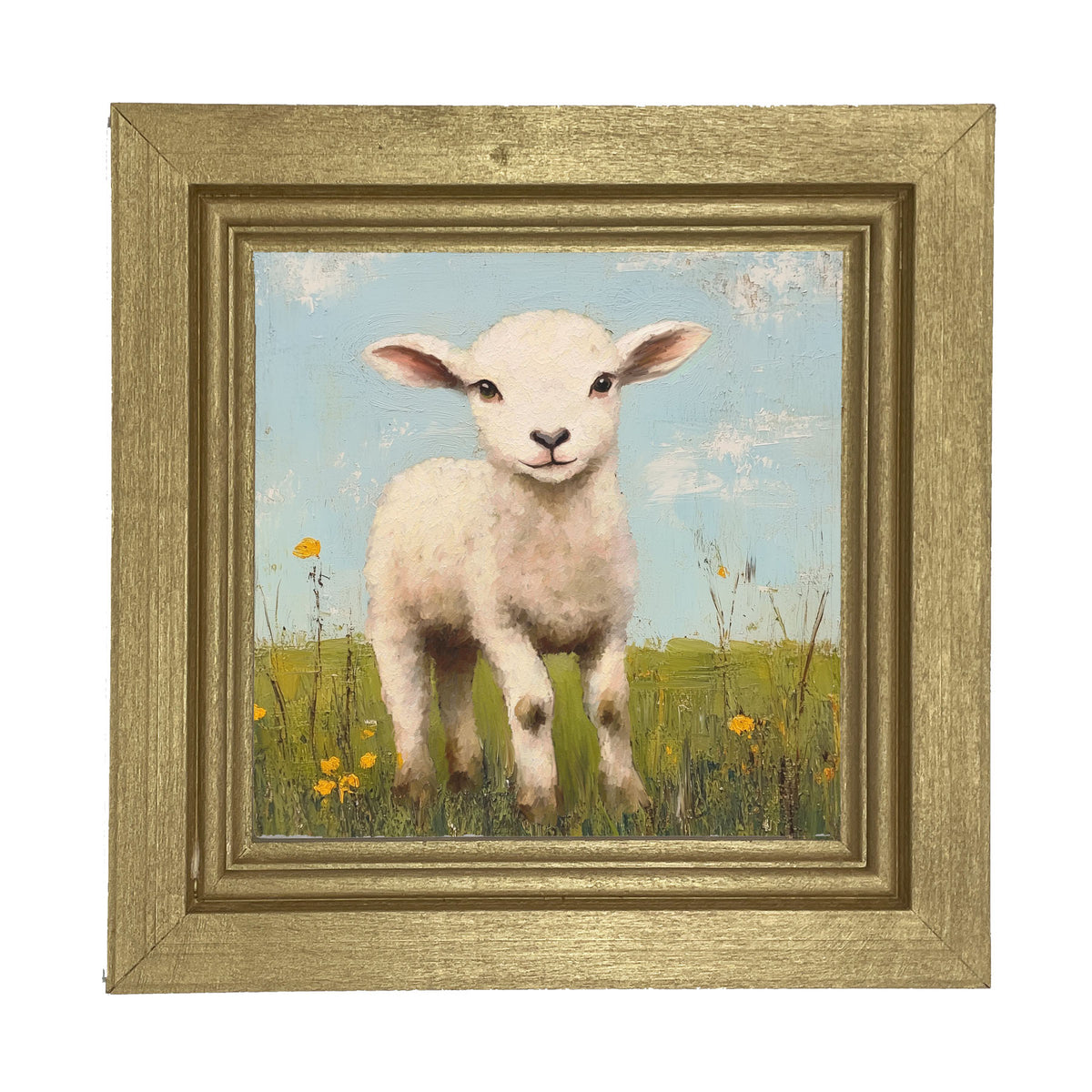 Lamb in a Meadow - Framed art