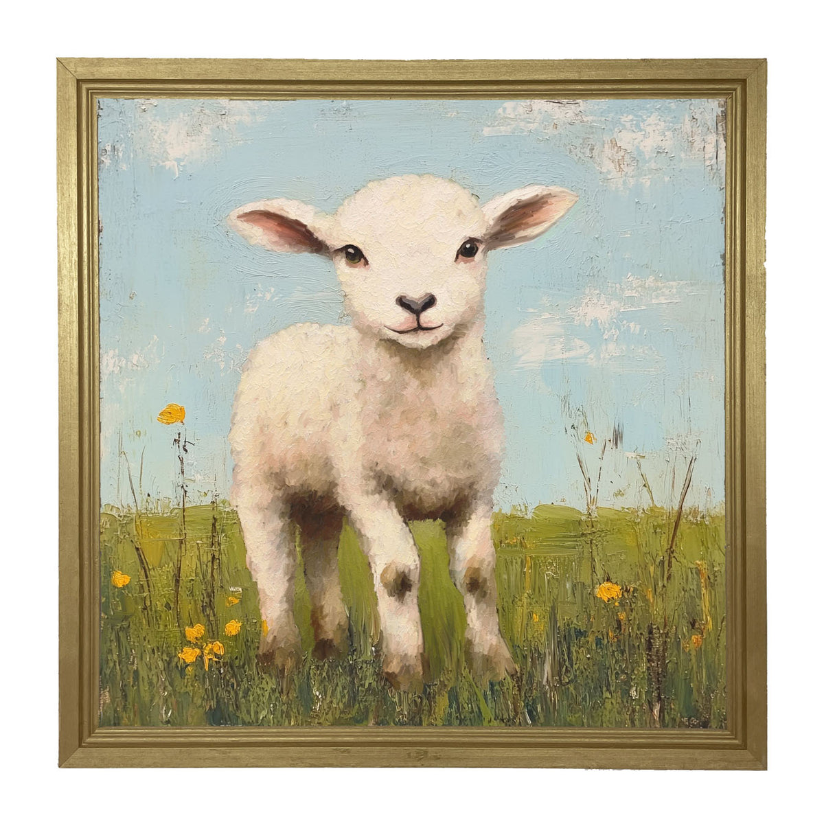 Lamb in a Meadow - Framed art