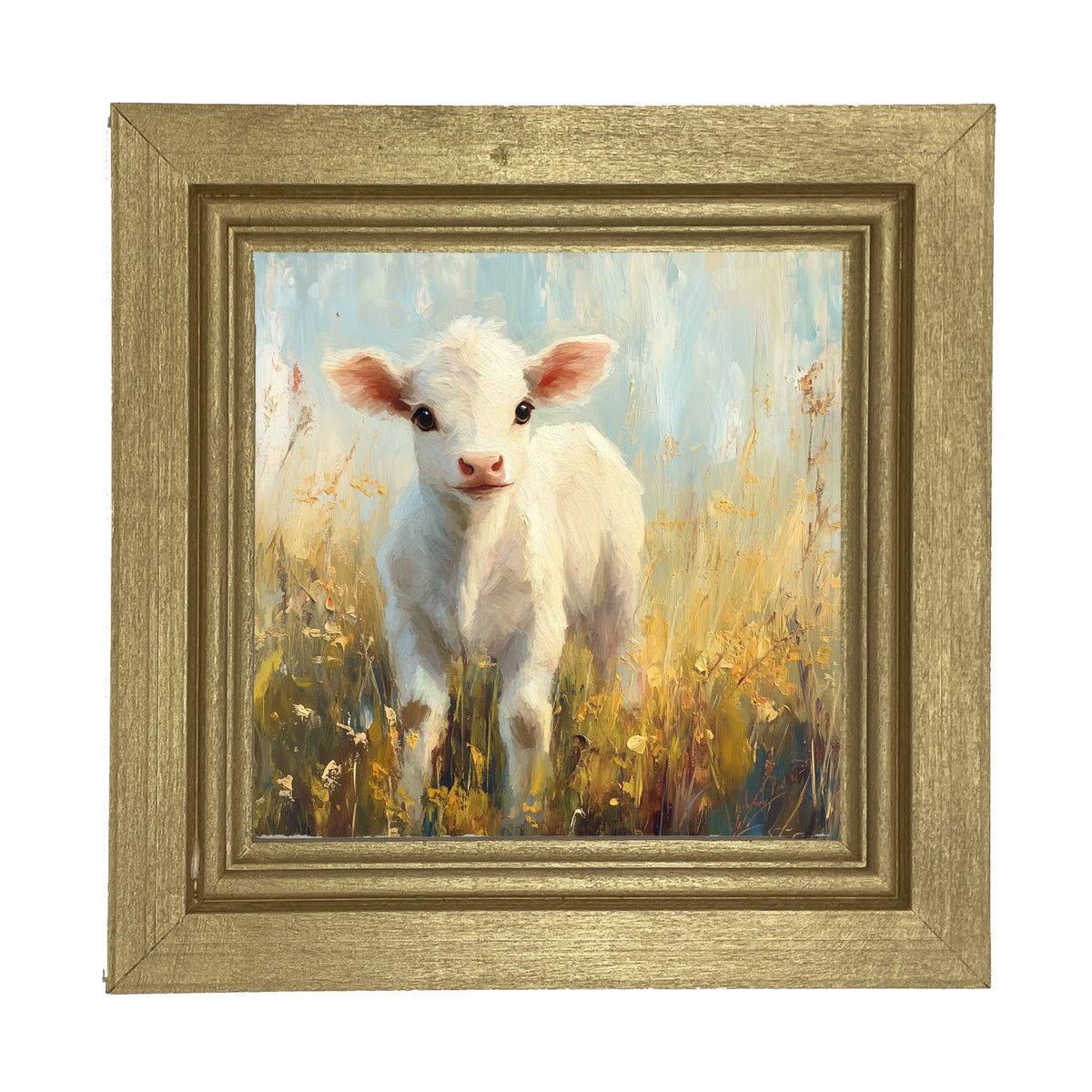 Baby Cow in Meadow - Framed Art