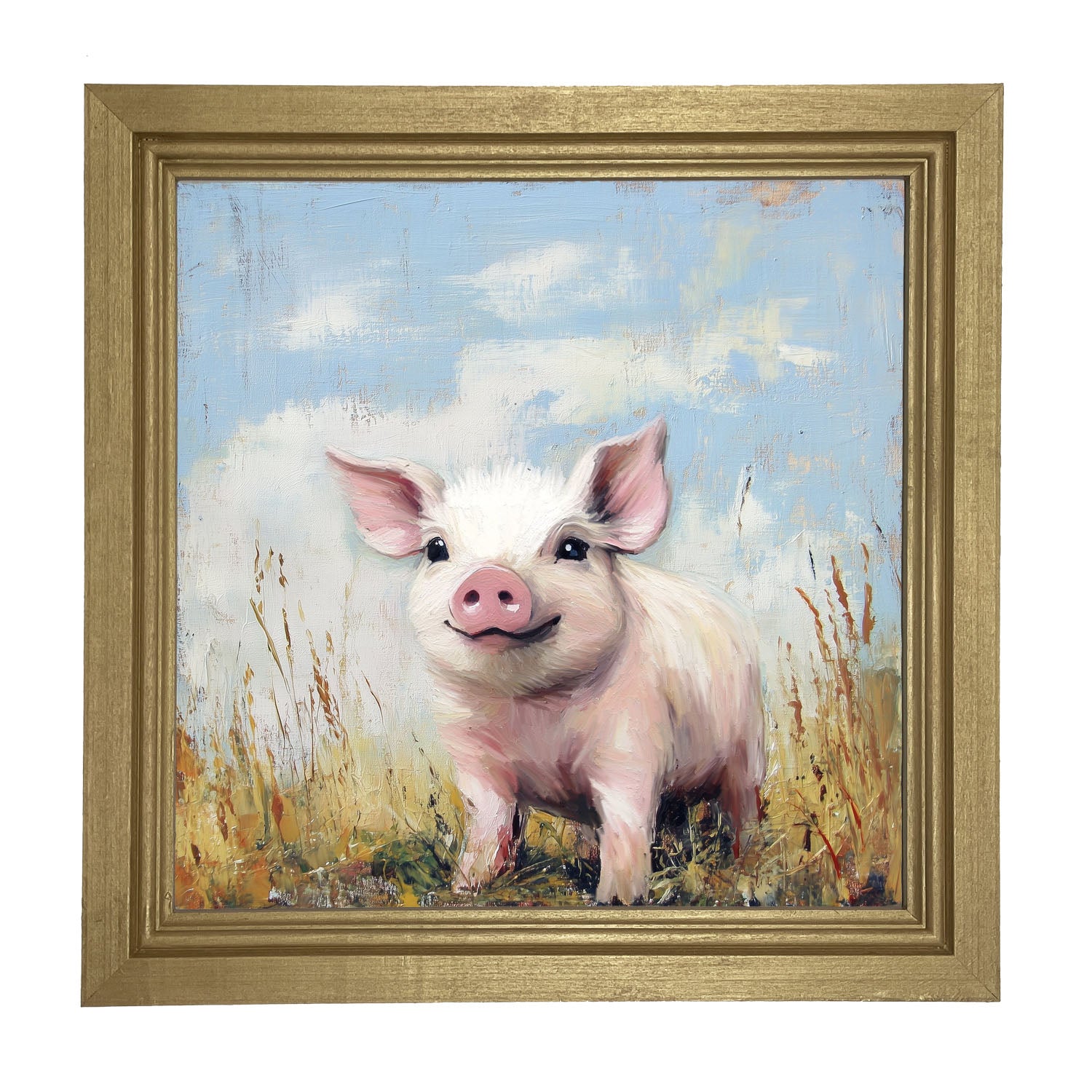 Baby Pig in a Meadow - Framed art
