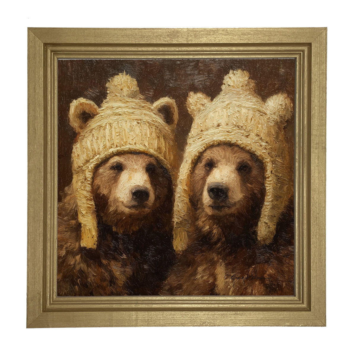 Wool Hat Bears - Framed Art