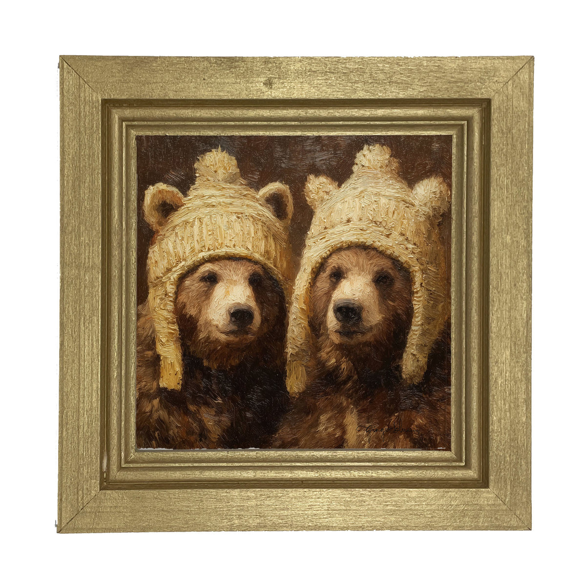 Wool Hat Bears - Framed Art