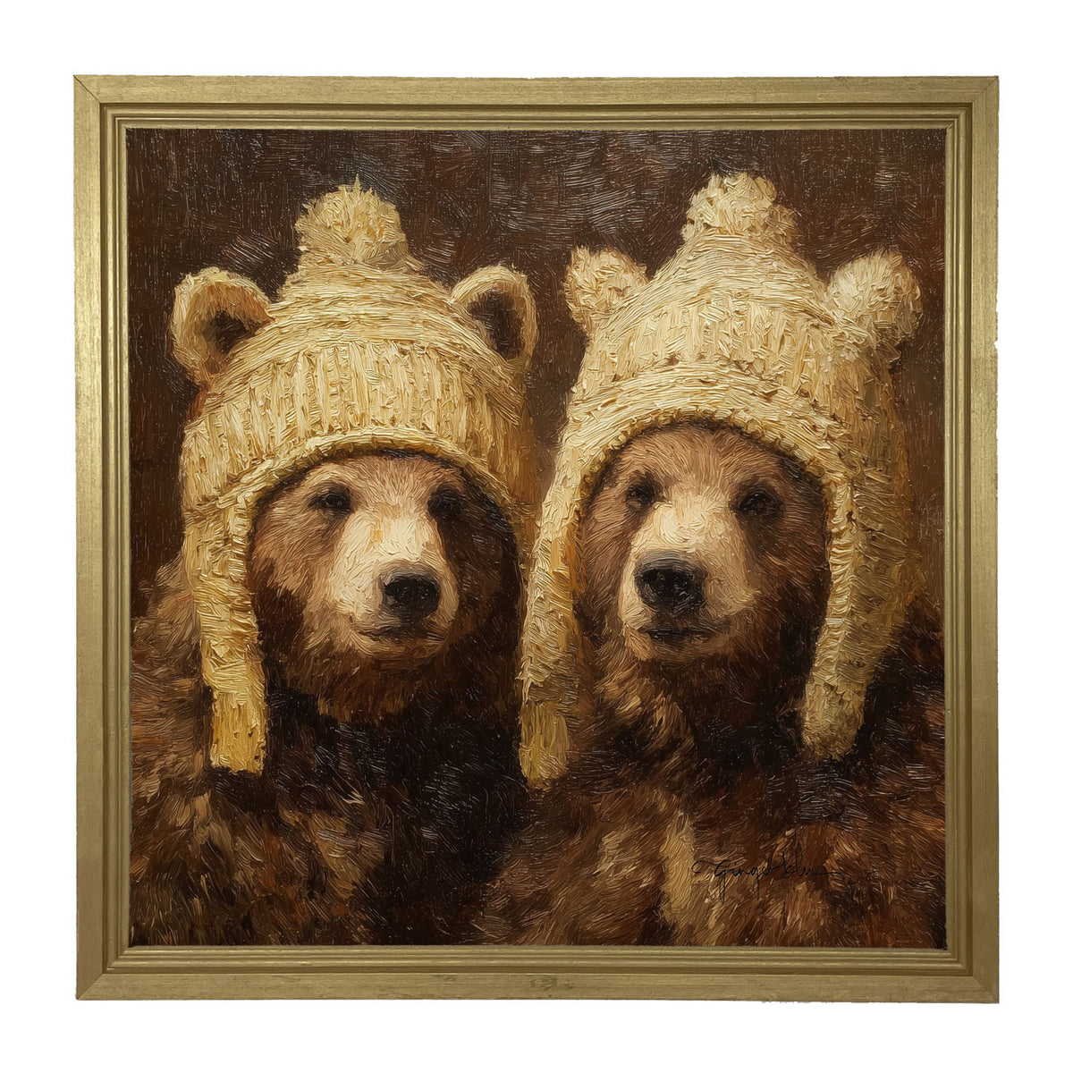 Wool Hat Bears - Framed Art