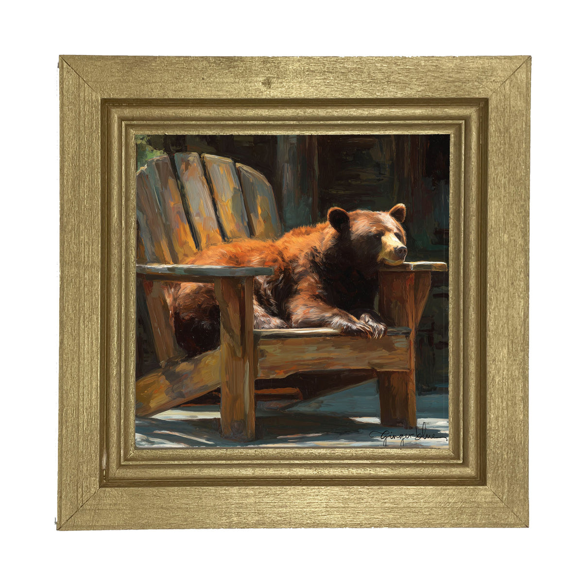 Bear Resting in Adirondack Chair - Framed Art