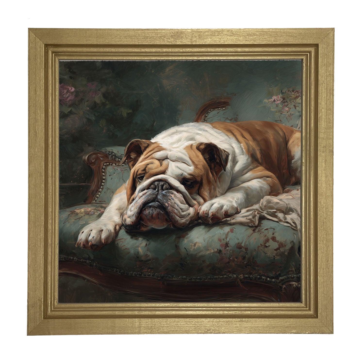 Armchair with Bulldog - Framed Art