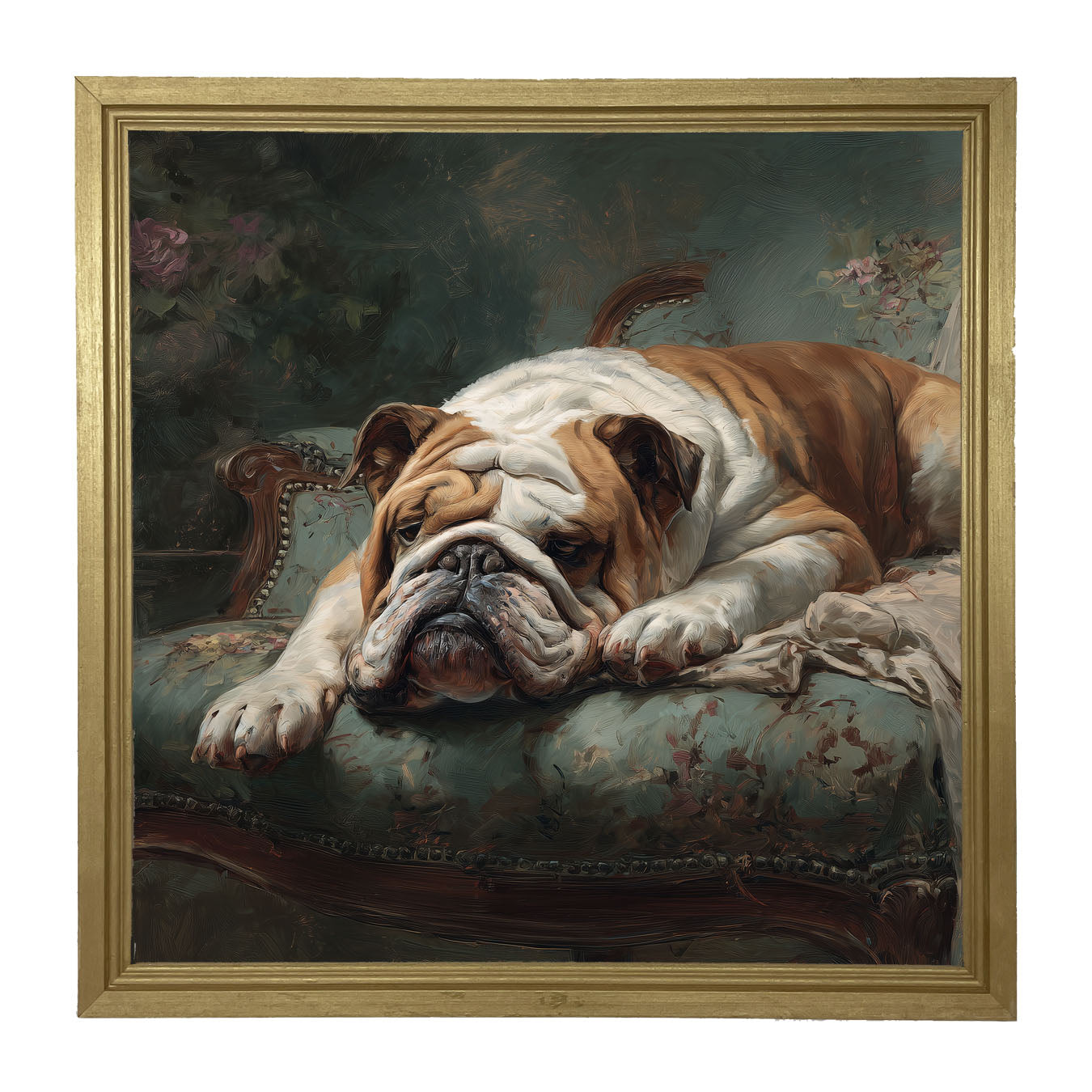 Armchair with Bulldog - Framed Art