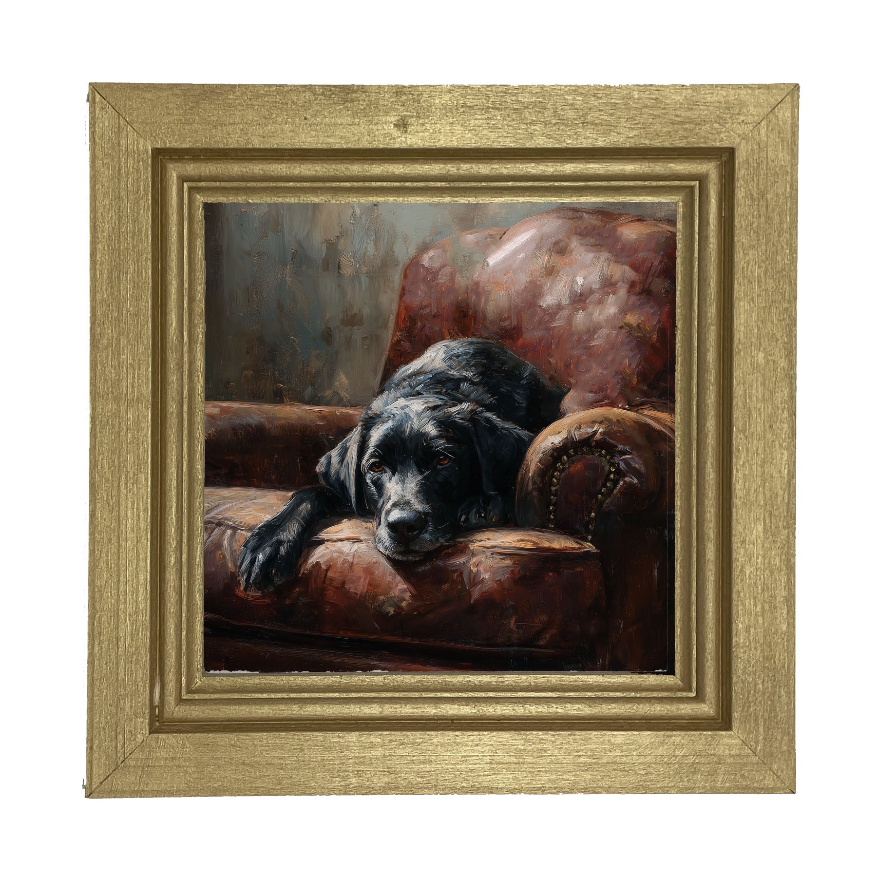 Armchair with Black Lab - Framed Art