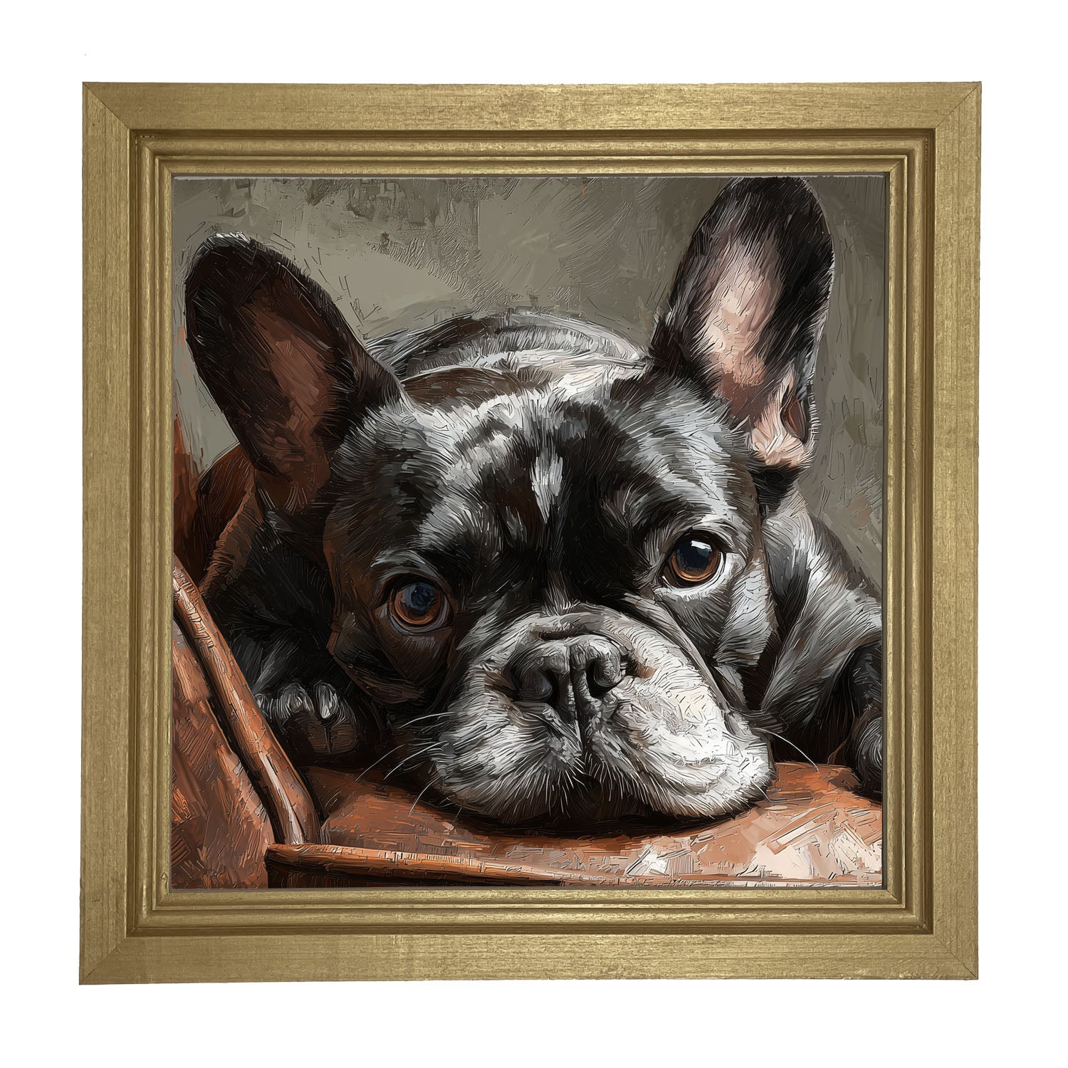 Armchair with Black French Bulldog - Framed Art
