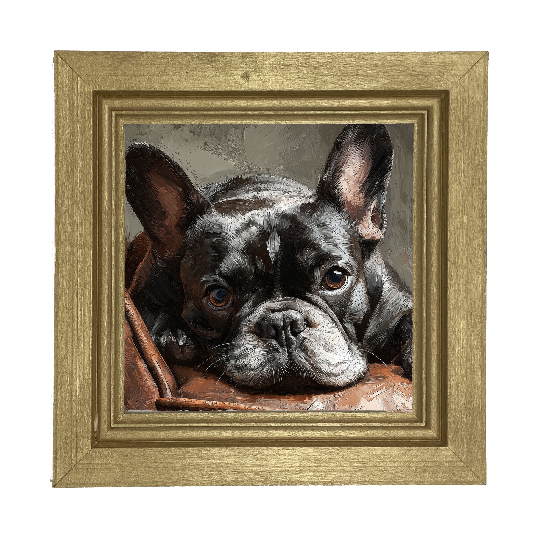Armchair with Black French Bulldog - Framed Art