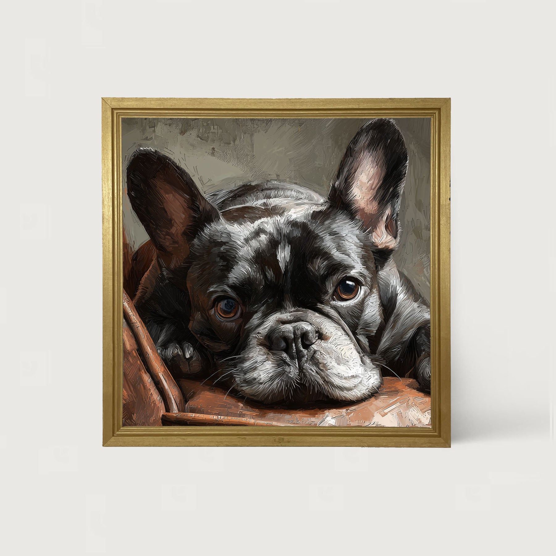 Armchair with Black French Bulldog