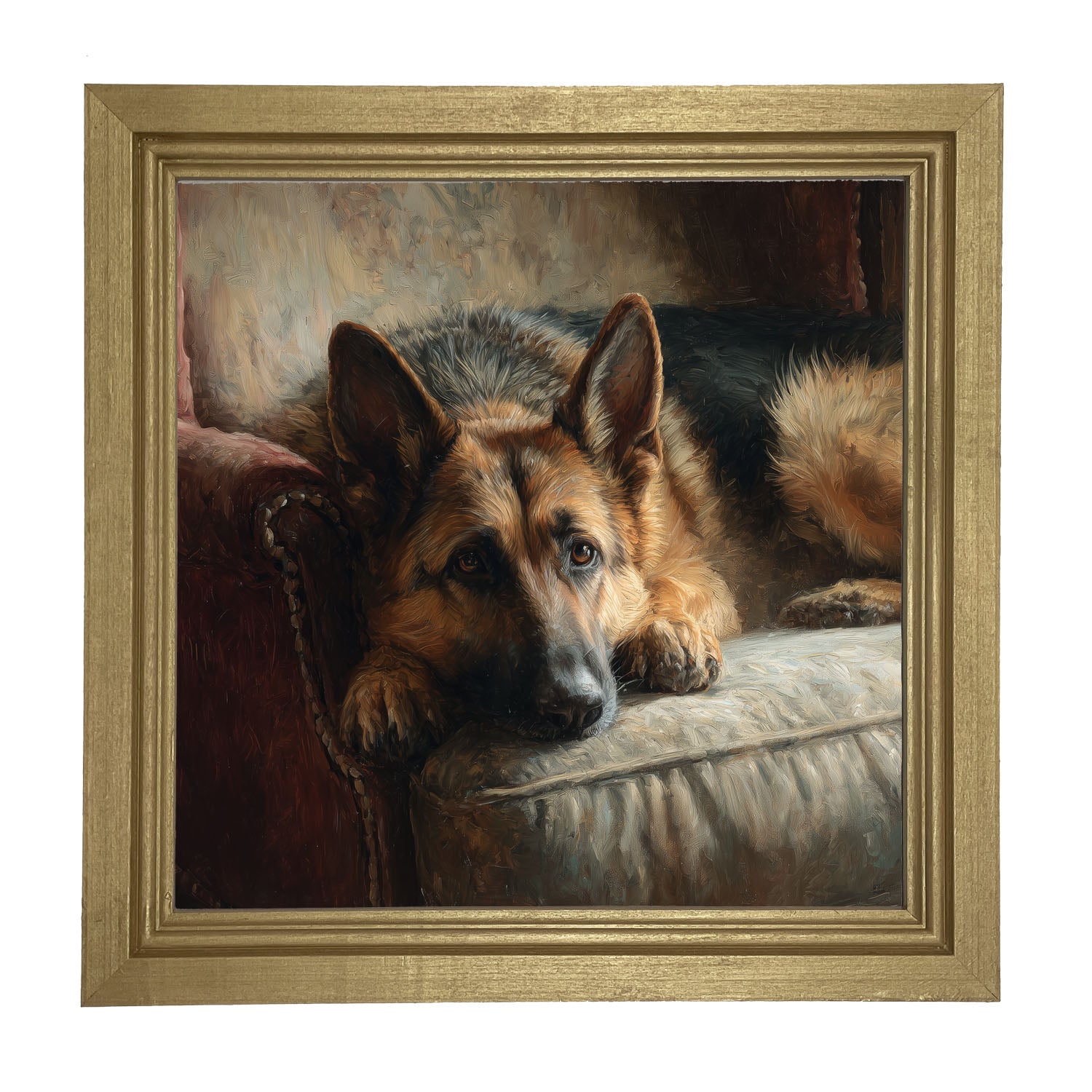 Armchair with German Shepard - Framed Art