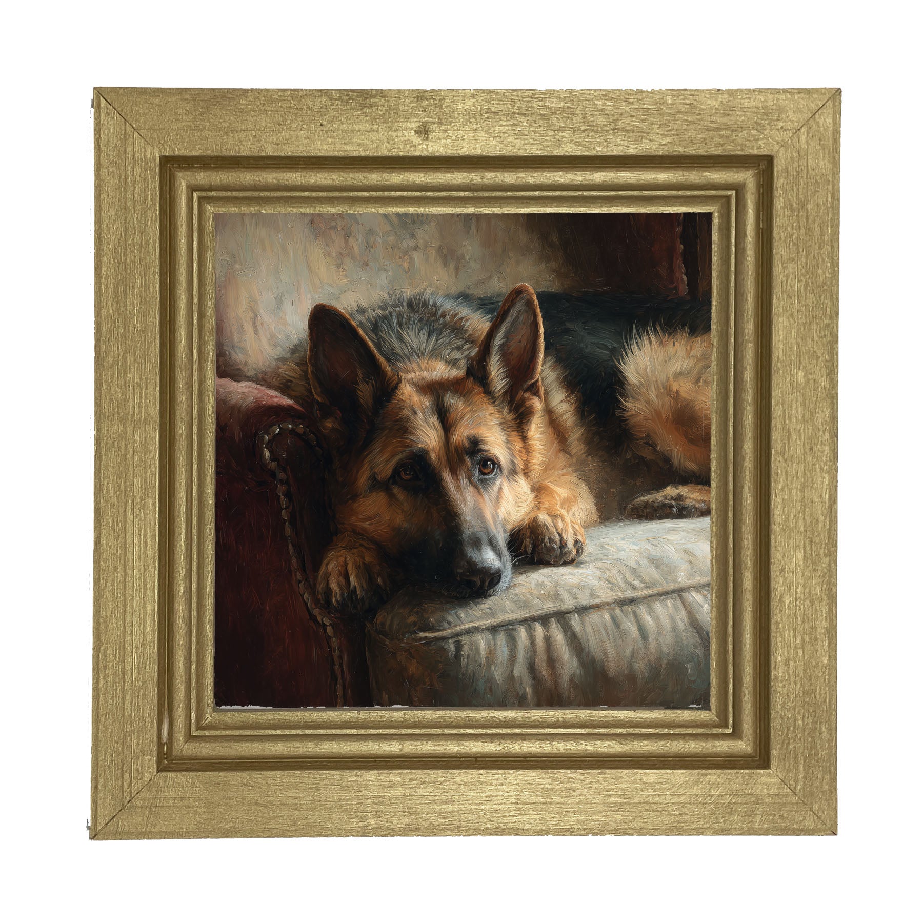 Armchair with German Shepard - Framed Art