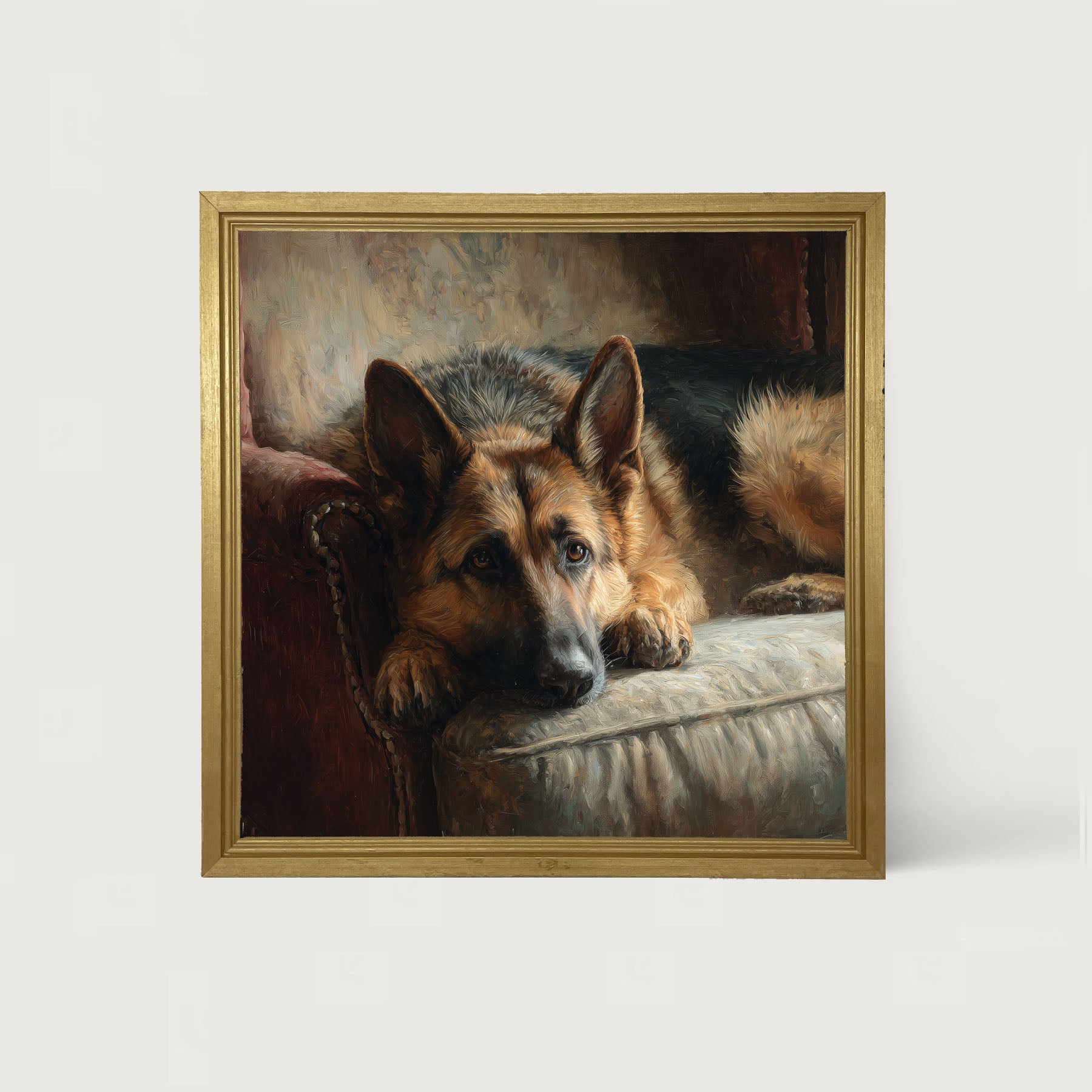 Armchair with German Shepard