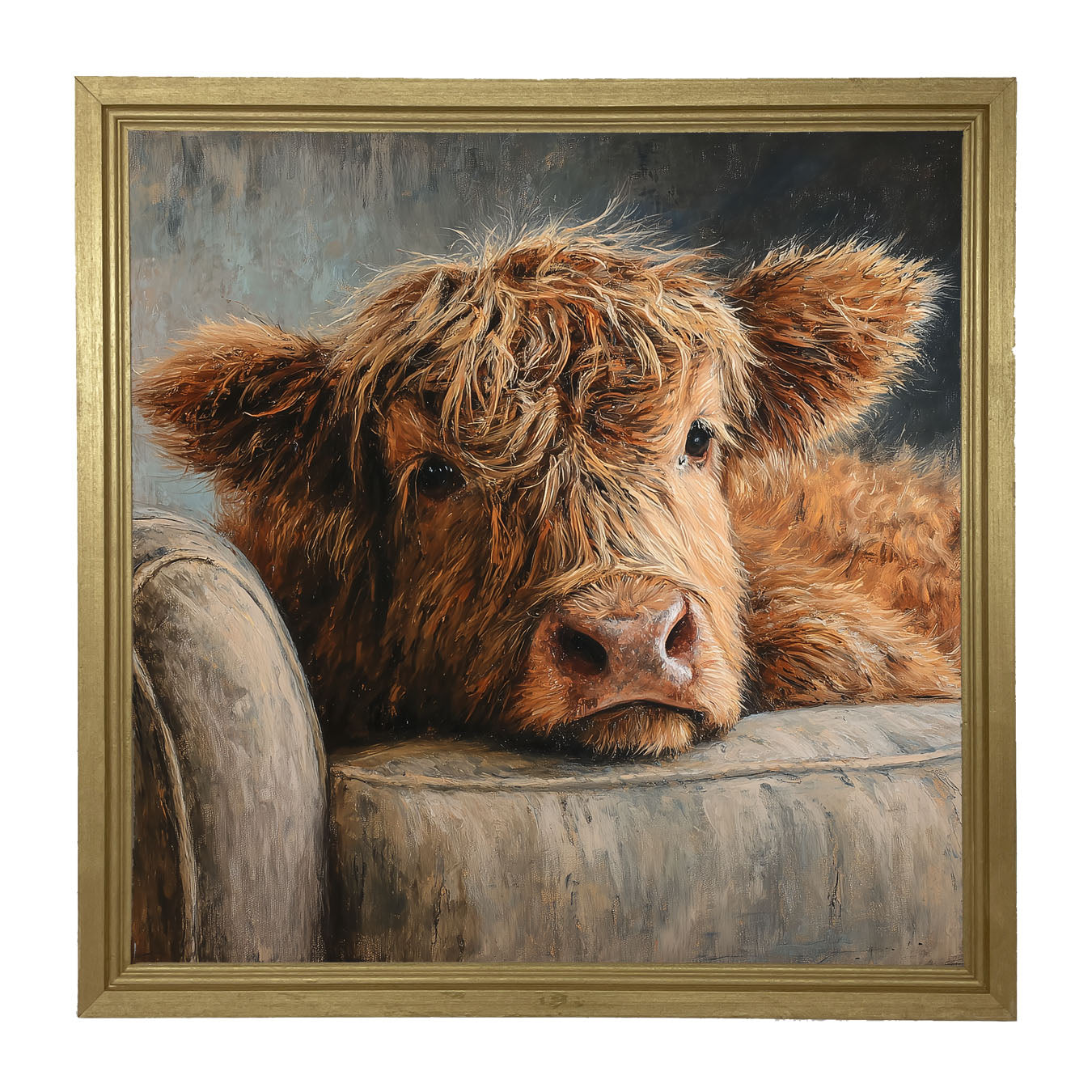 Armchair with Highland Cow - Framed Art