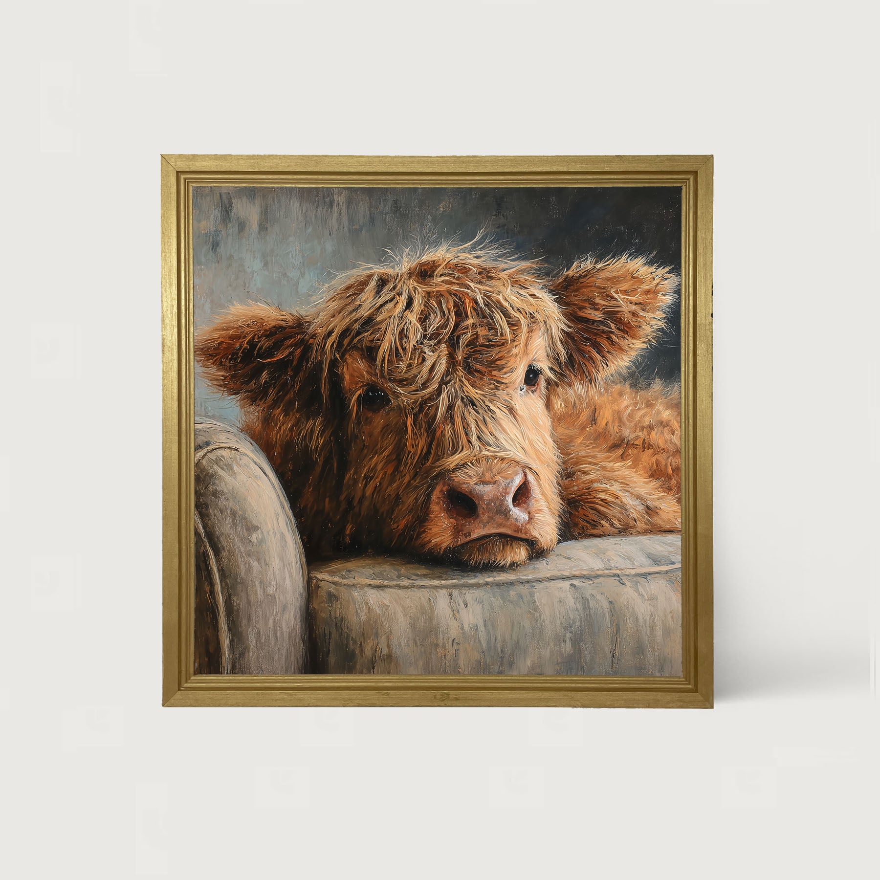 Armchair with Highland Cow