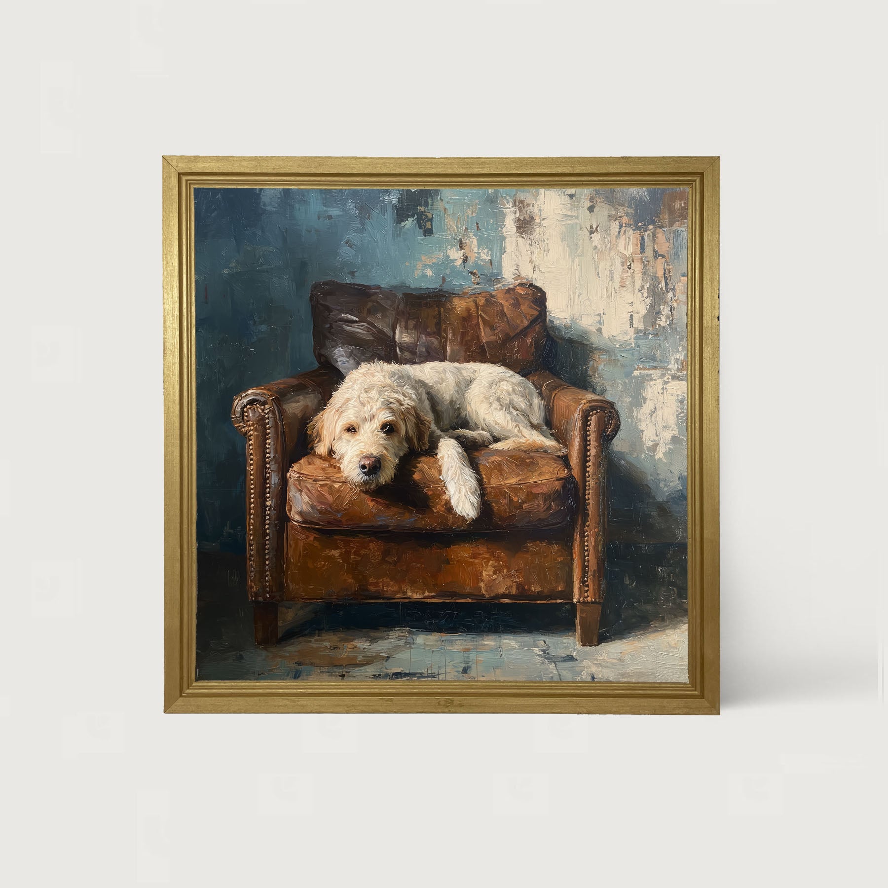 Armchair with Resting Labradoodle