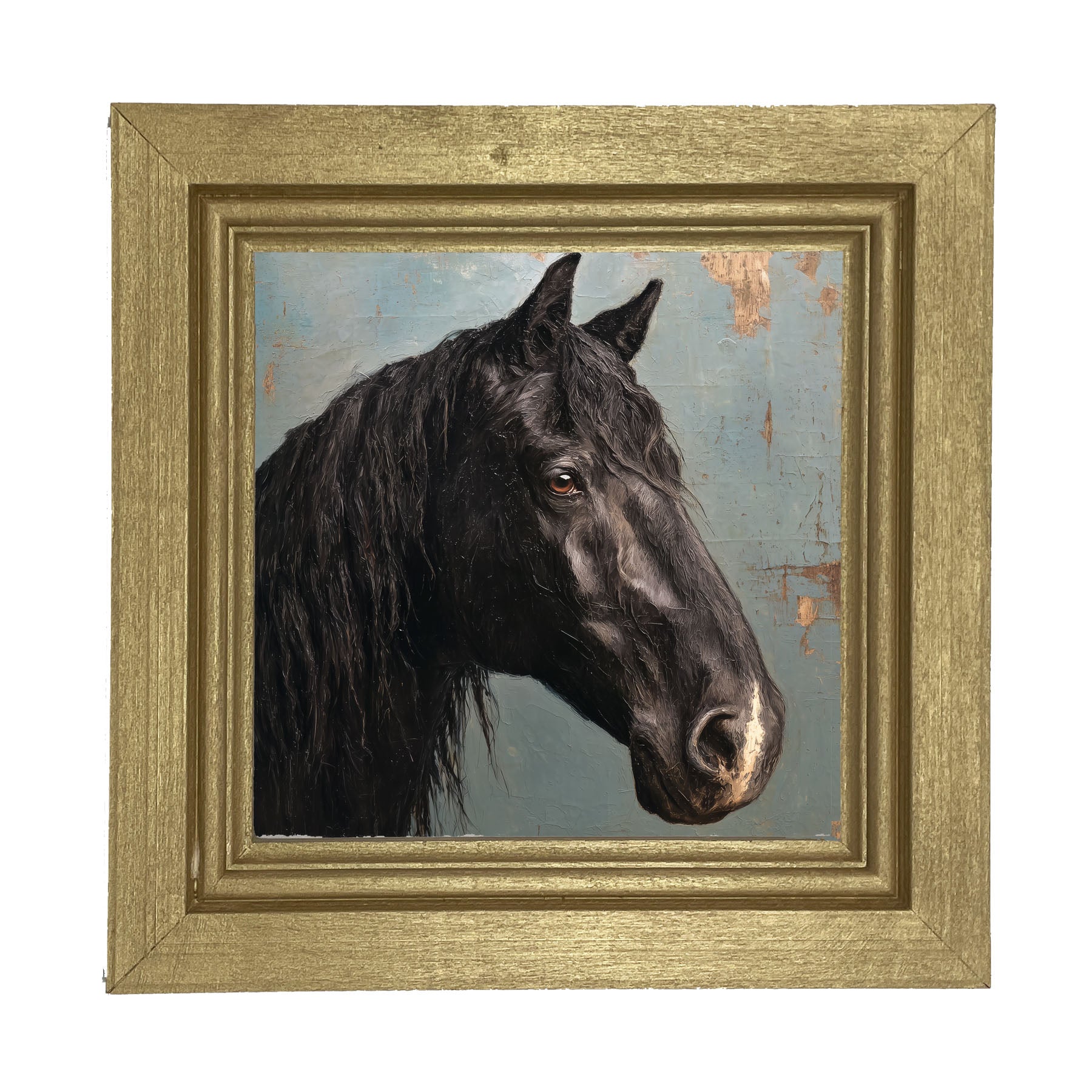 Portrait of a Black Horse - Framed Art