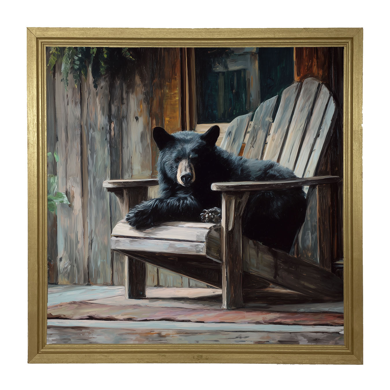 Adirondack Chair with Black Bear - Framed Art