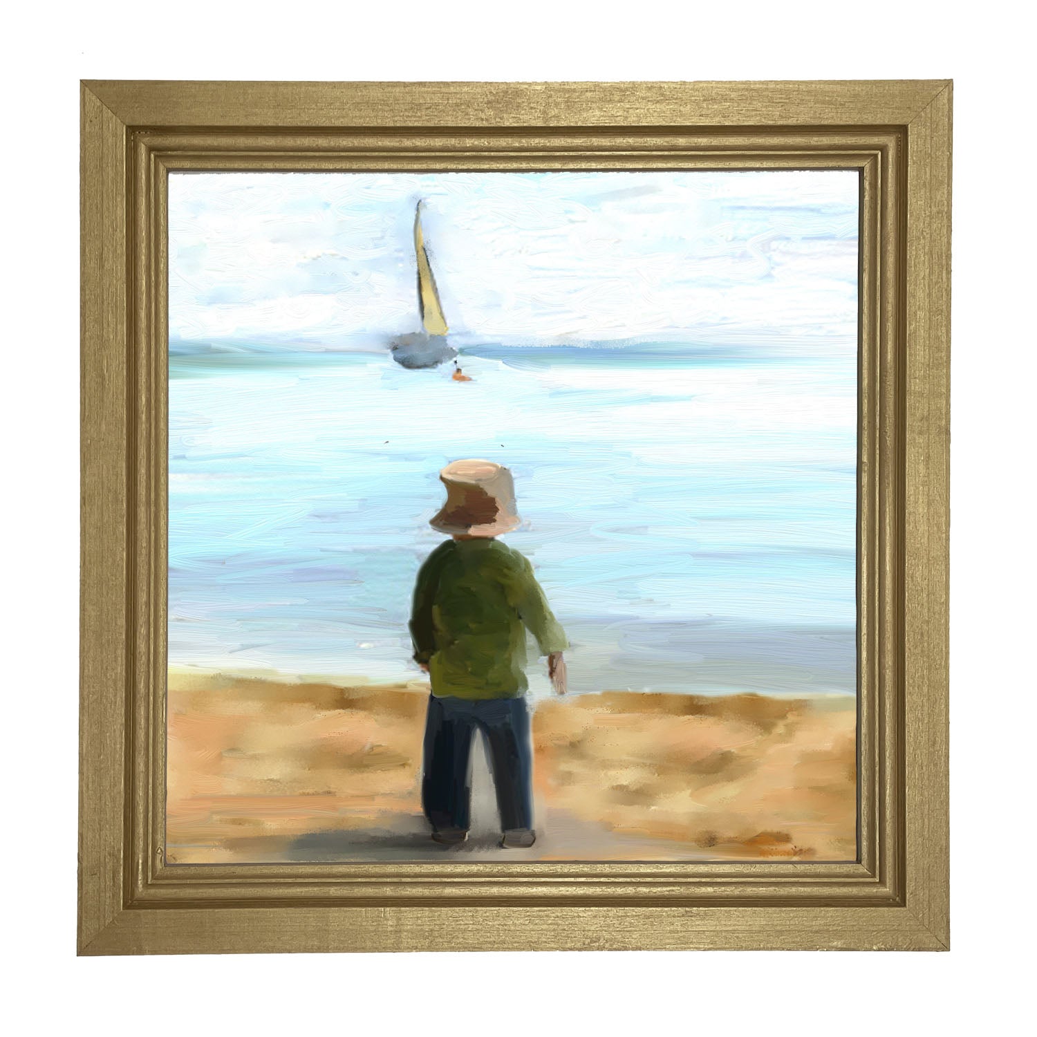 Boy on The Beach - Framed art