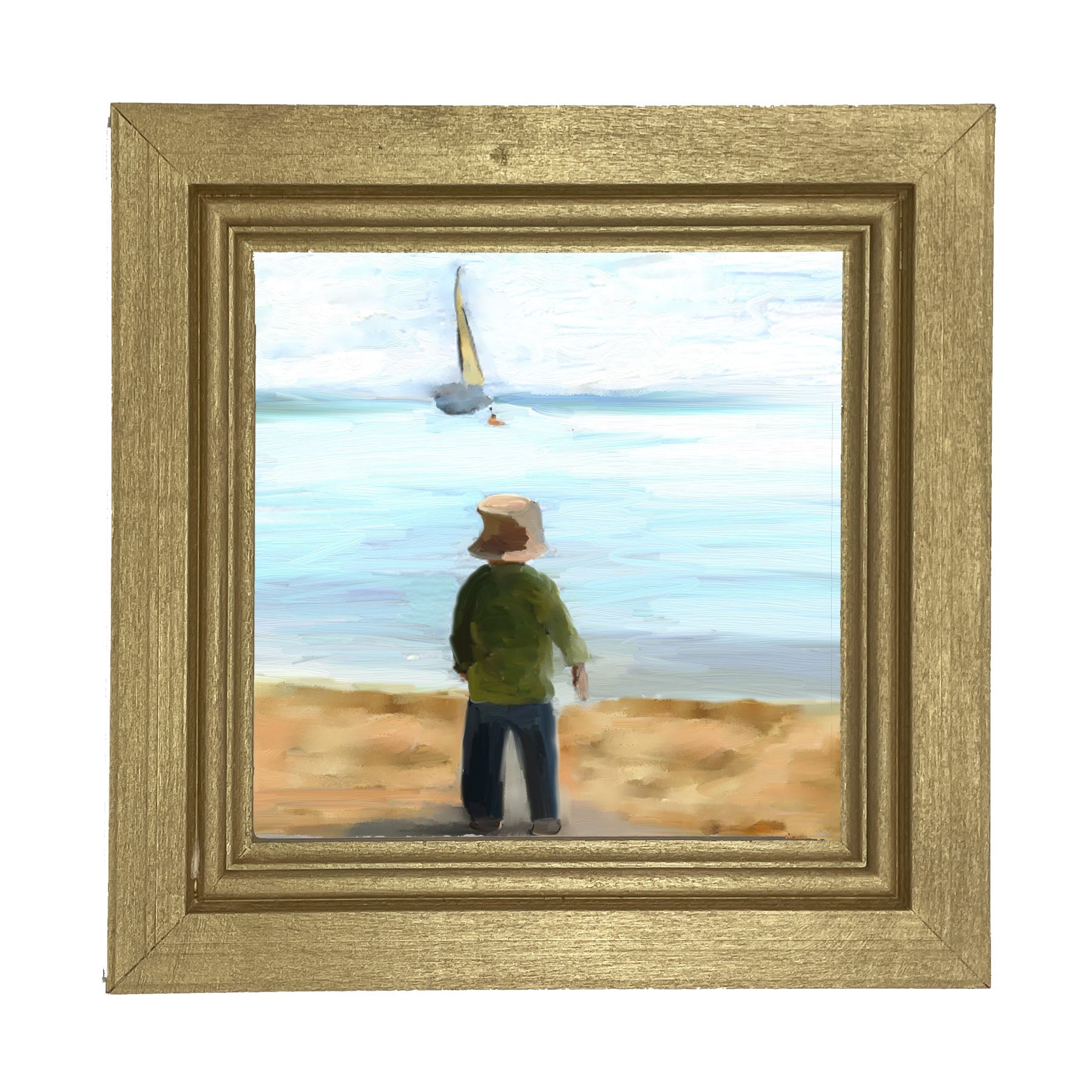 Boy on The Beach - Framed art