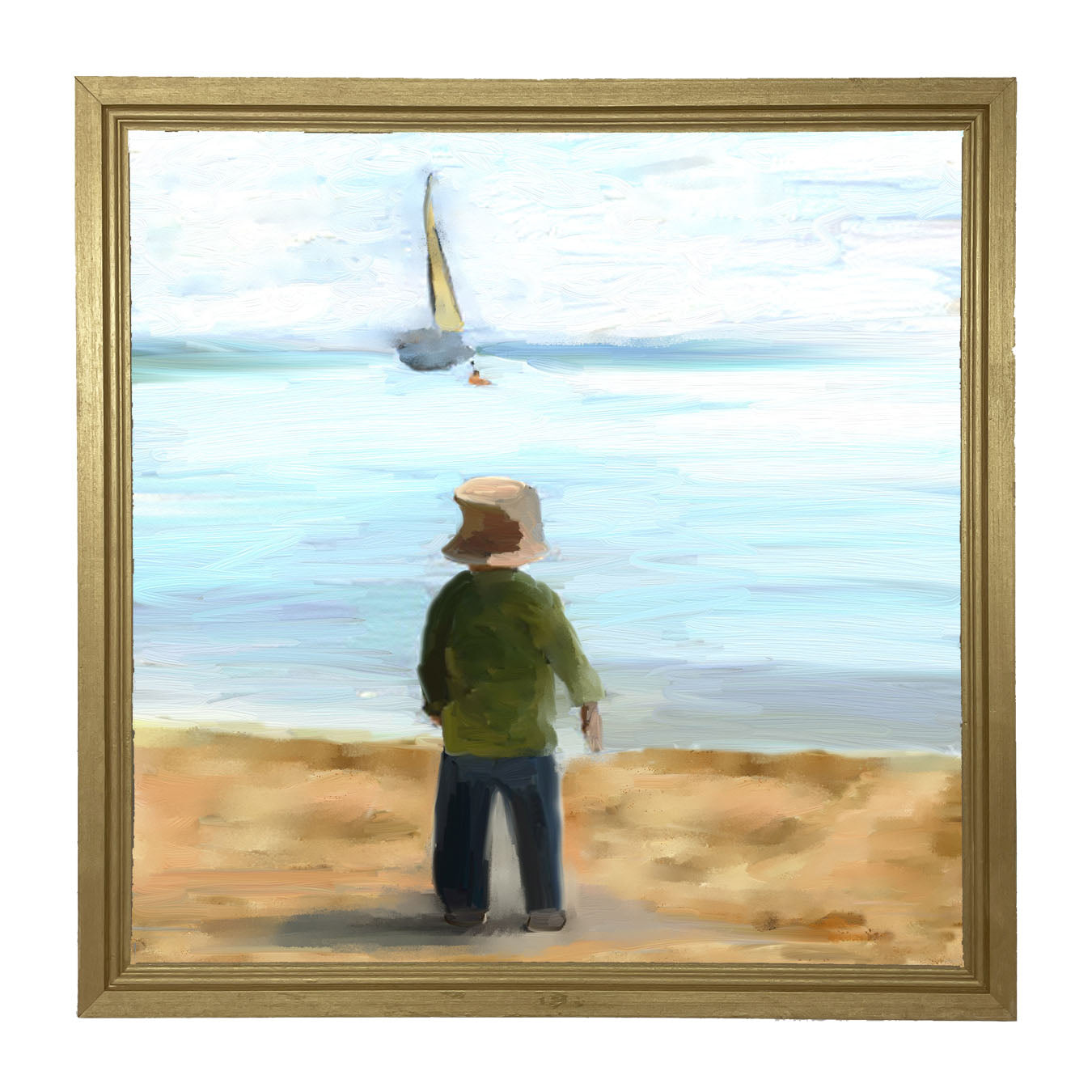 Boy on The Beach - Framed art
