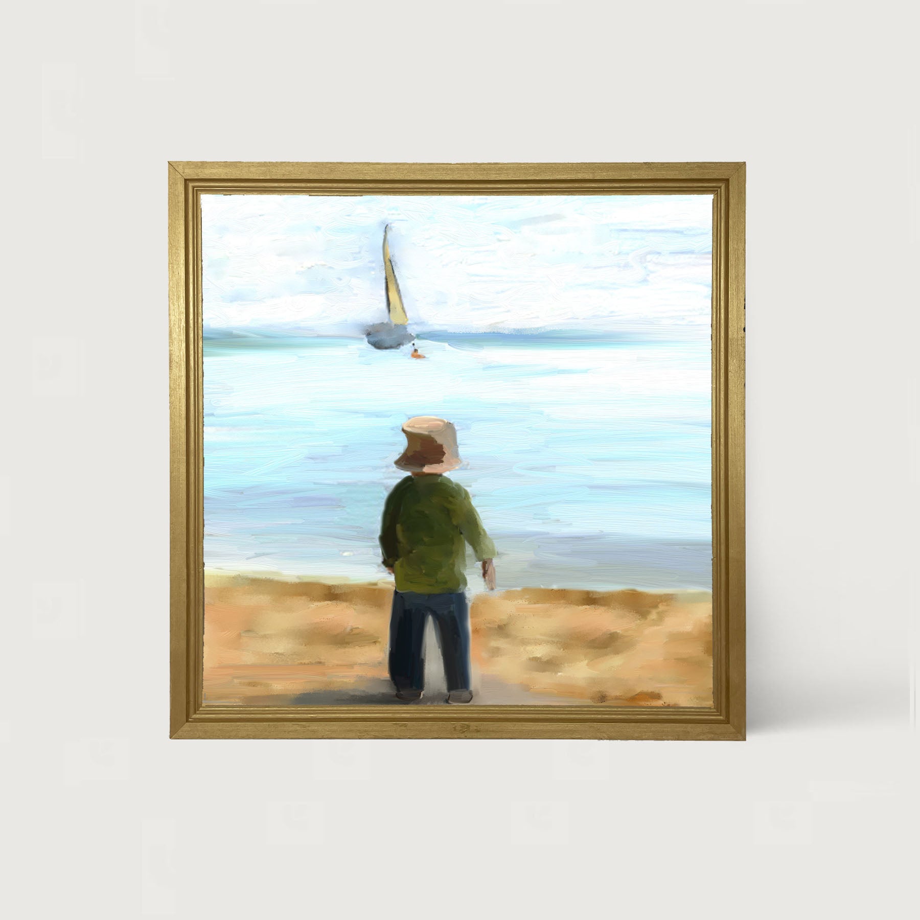 Boy on The Beach - Framed art