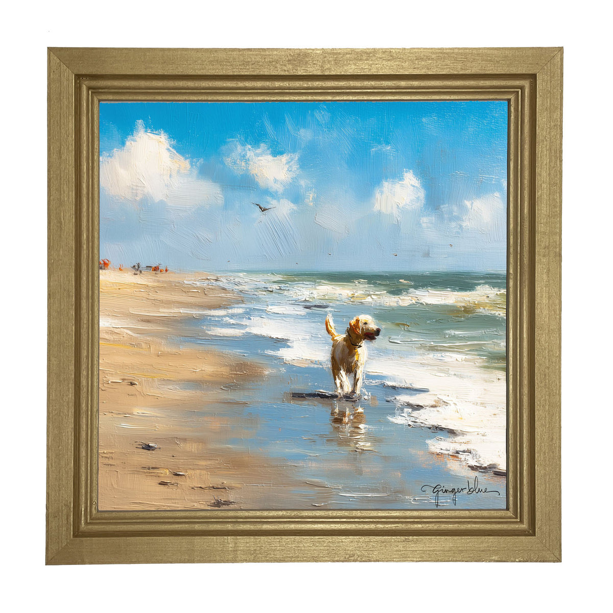 Dog at the Beach - Framed Art
