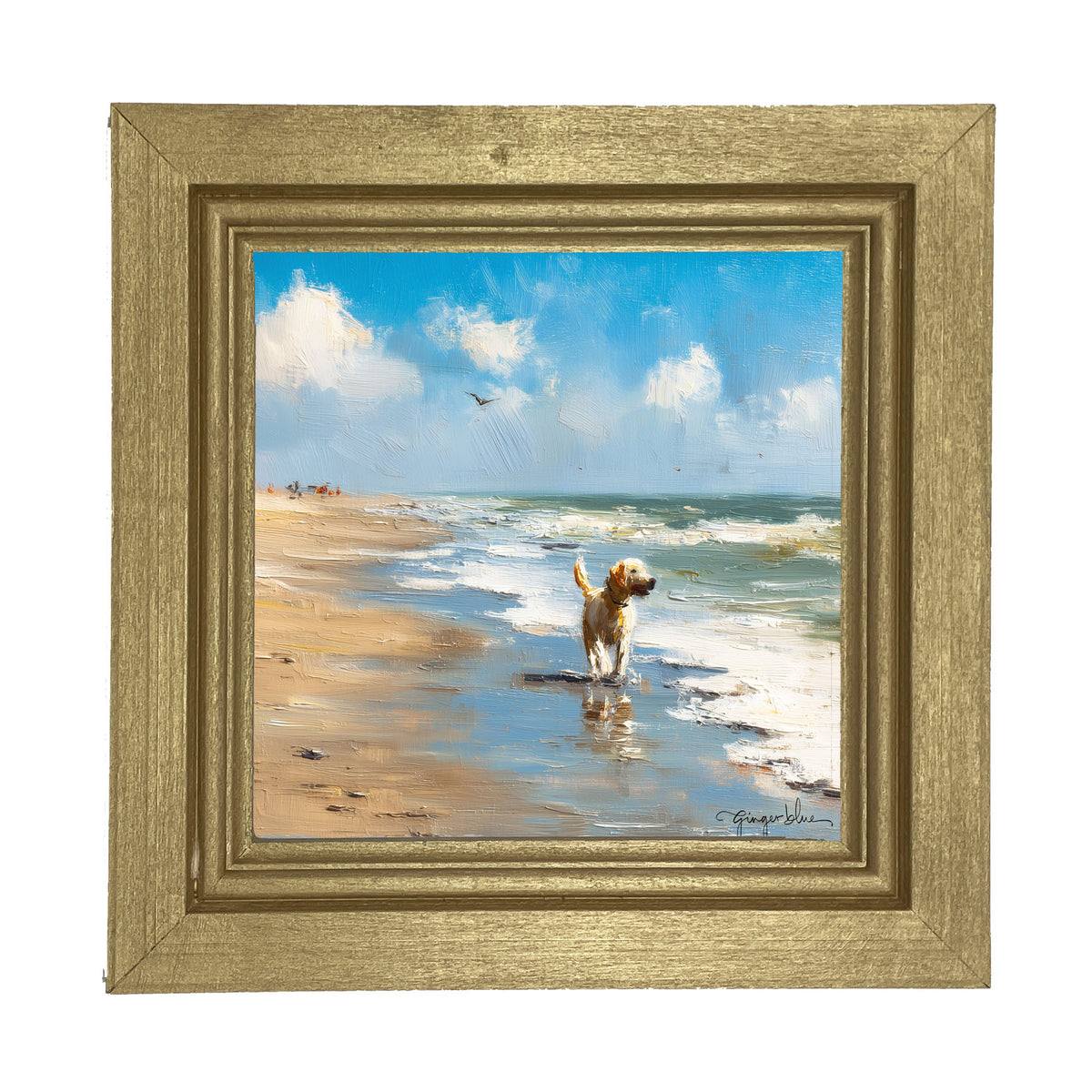 Dog at the Beach - Framed Art