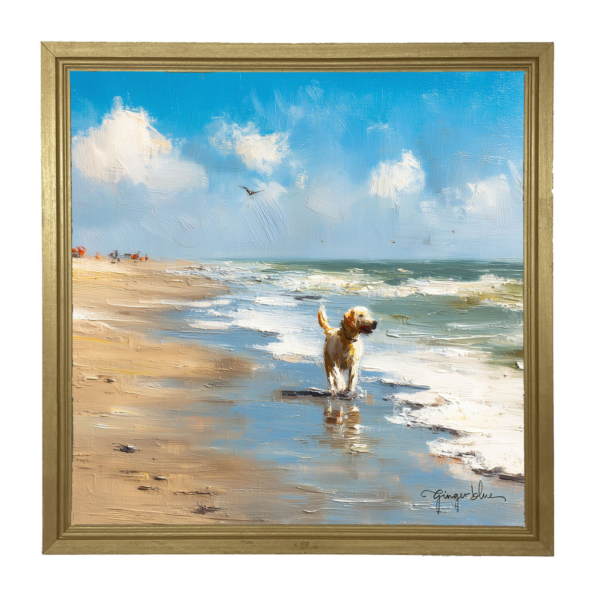 Dog at the Beach - Framed Art