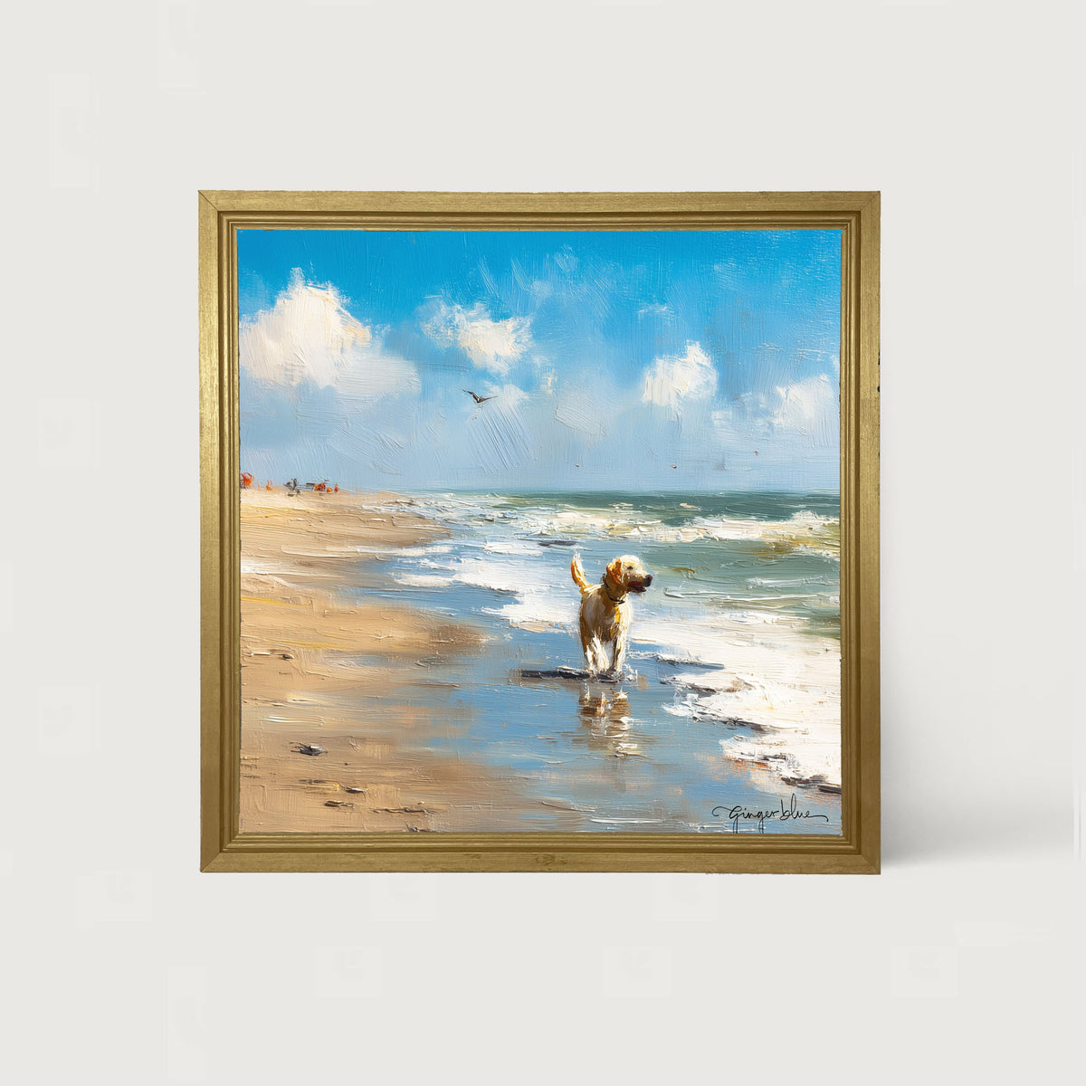 Dog at the Beach - Framed Art