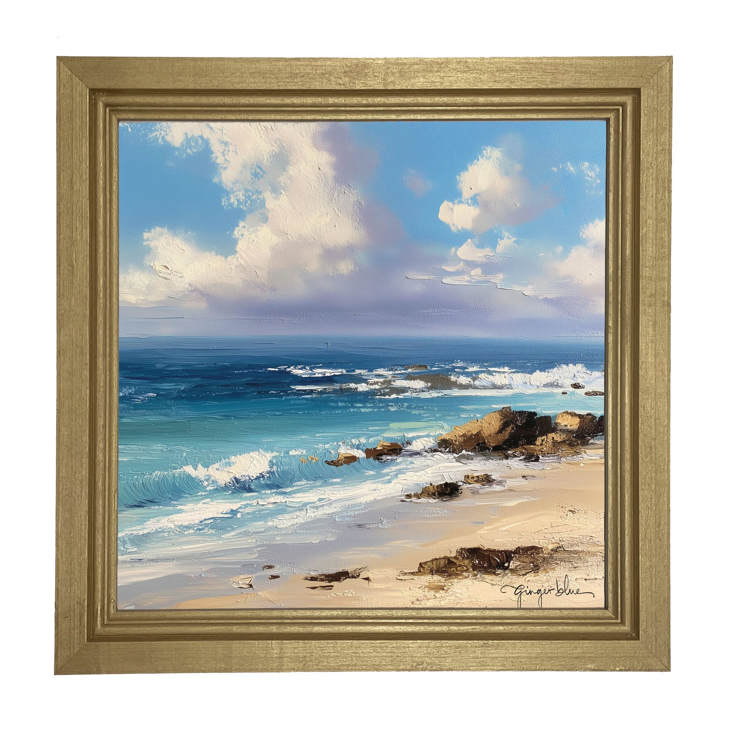 Beach with Rocks - Framed Art