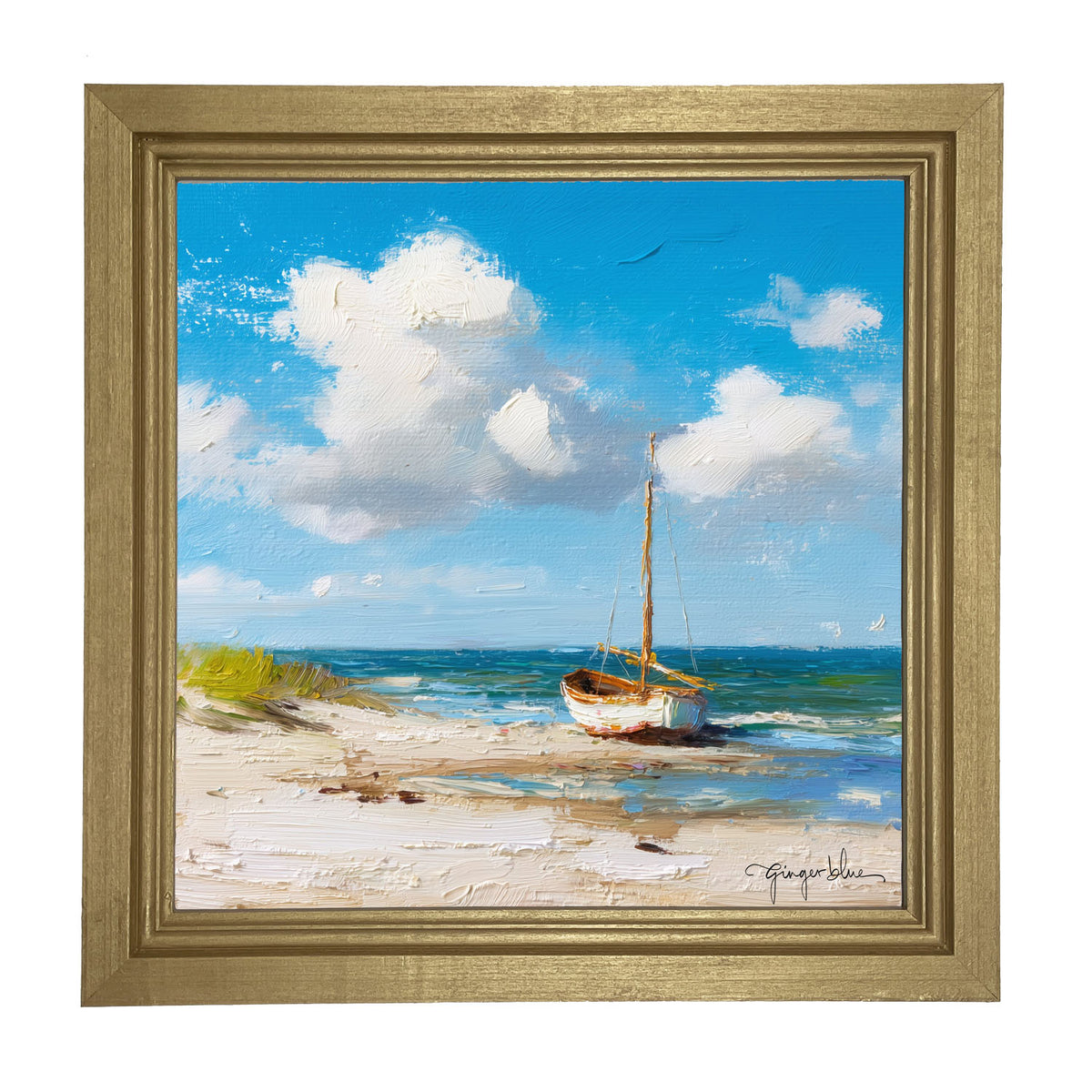 Sailboat on the Beach - Framed Art