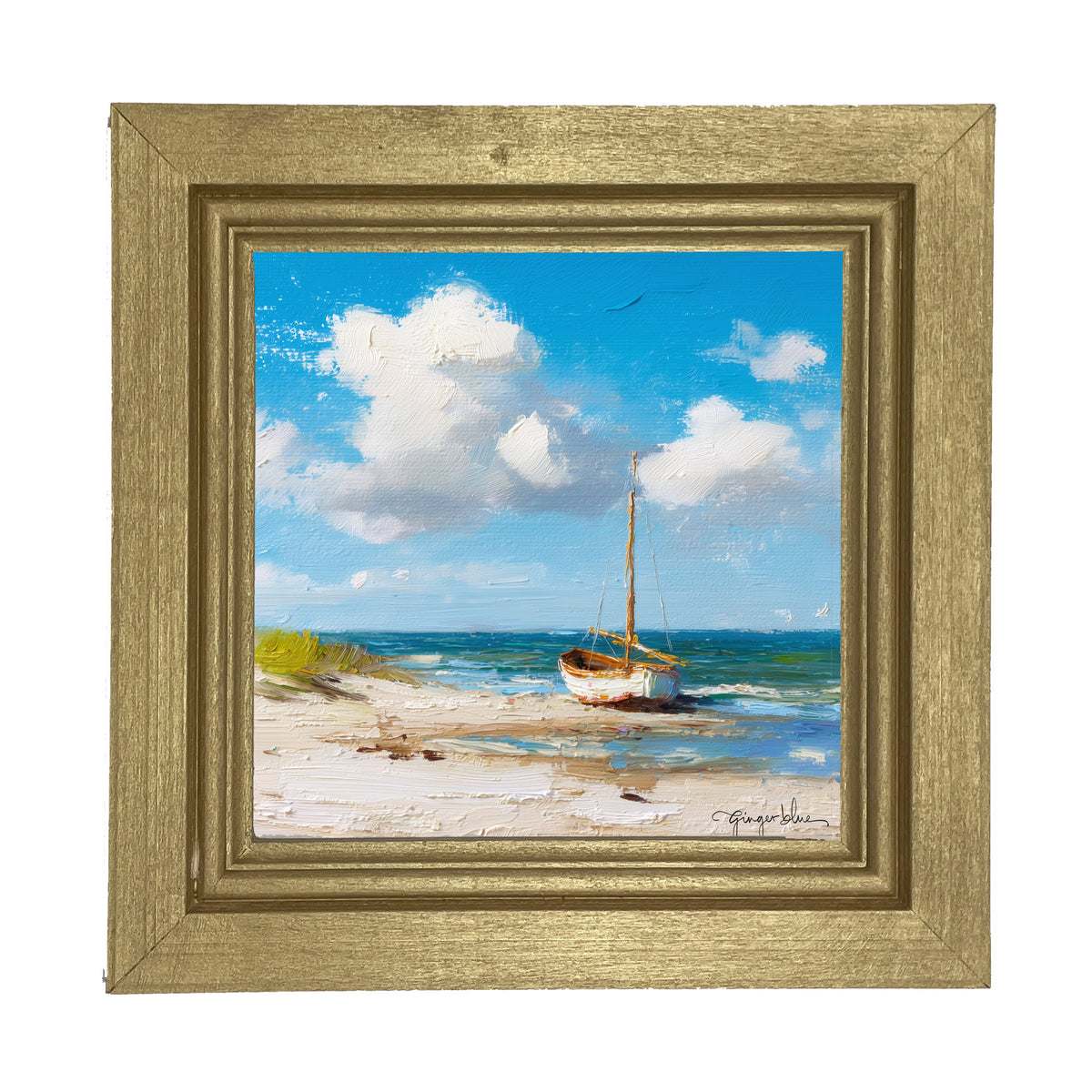 Sailboat on the Beach - Framed Art