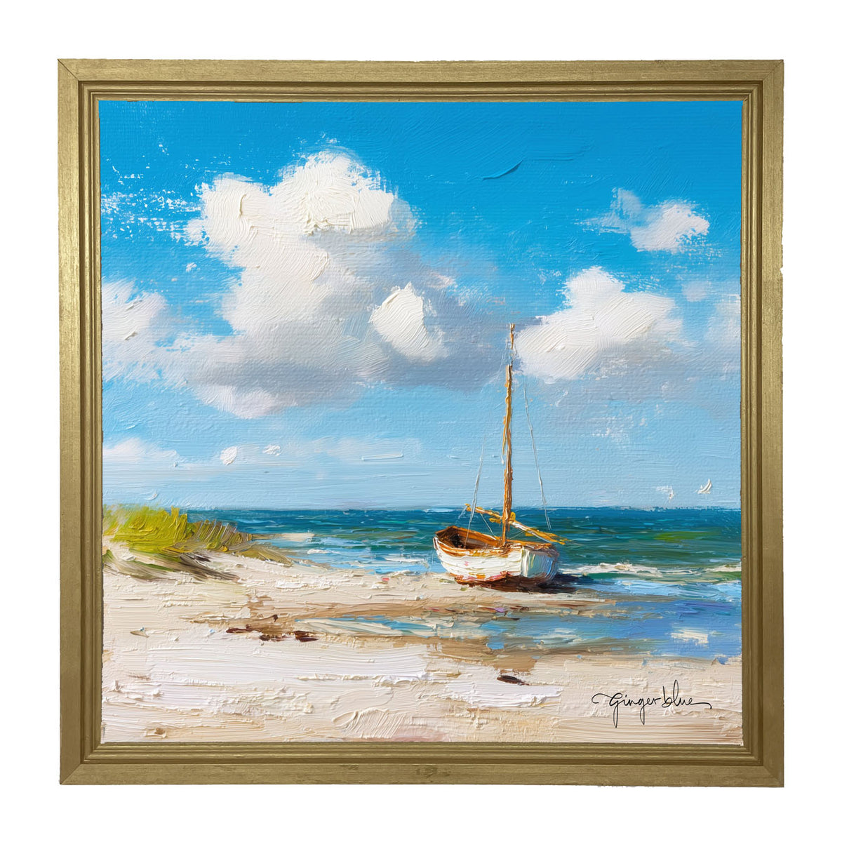 Sailboat on the Beach - Framed Art