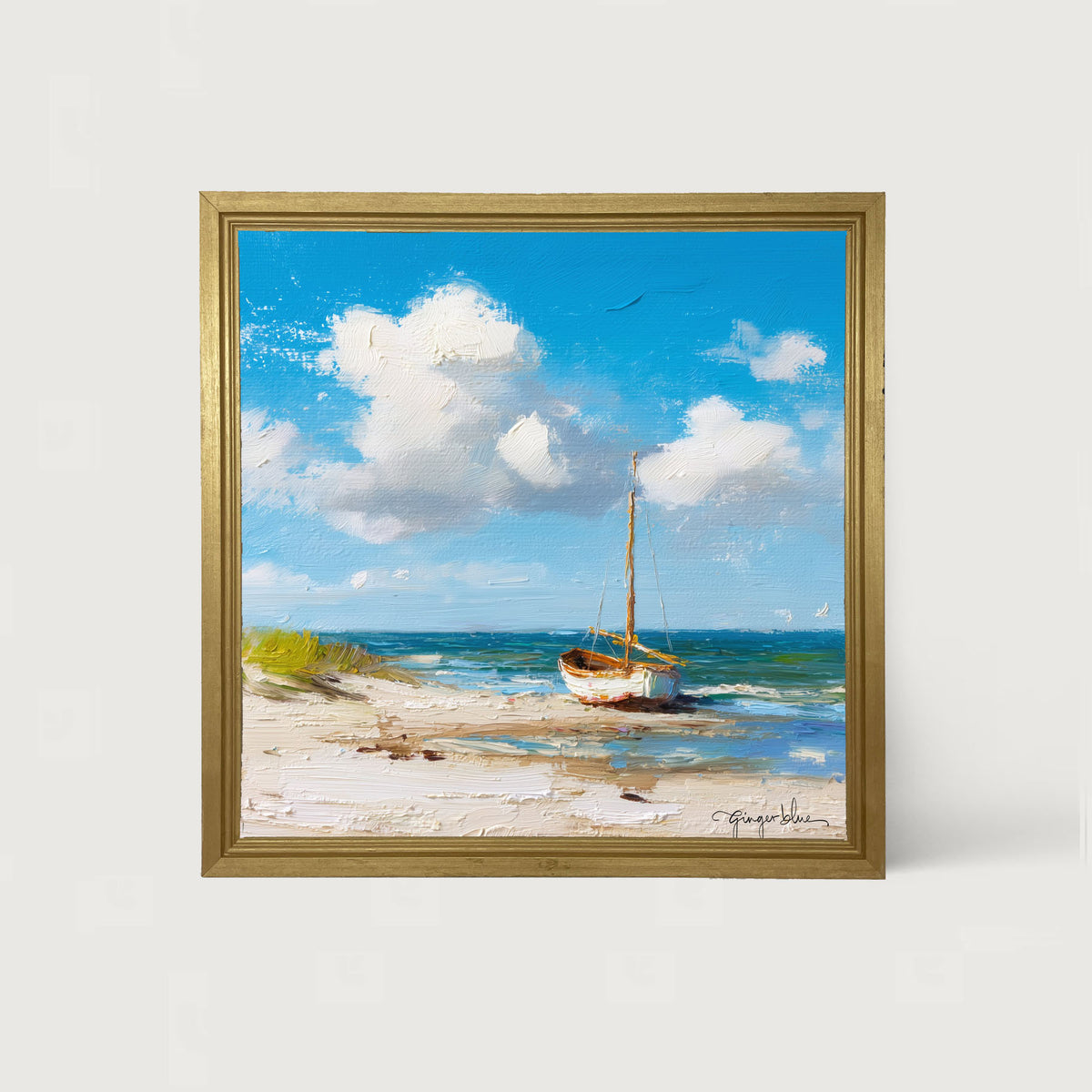 Sailboat on the Beach - Framed Art