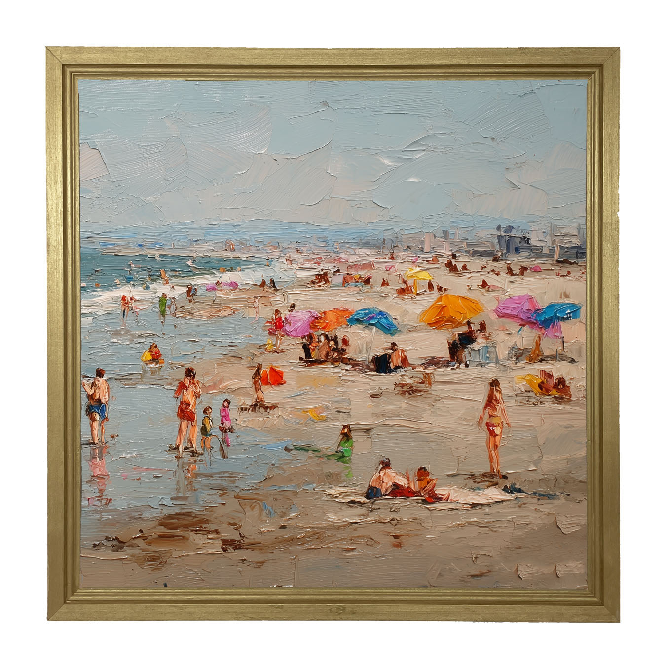 Beach Time - Families at the Beach - Framed Art