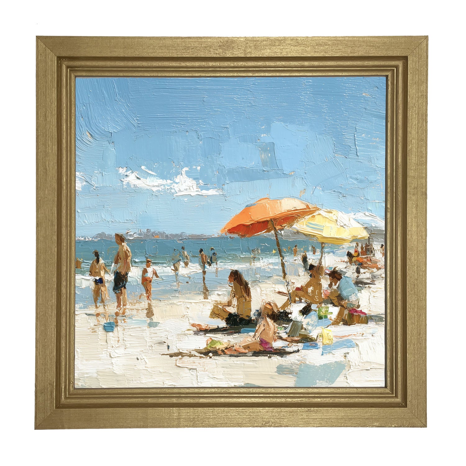 Beach Time - Orange Umbrella - Framed Art